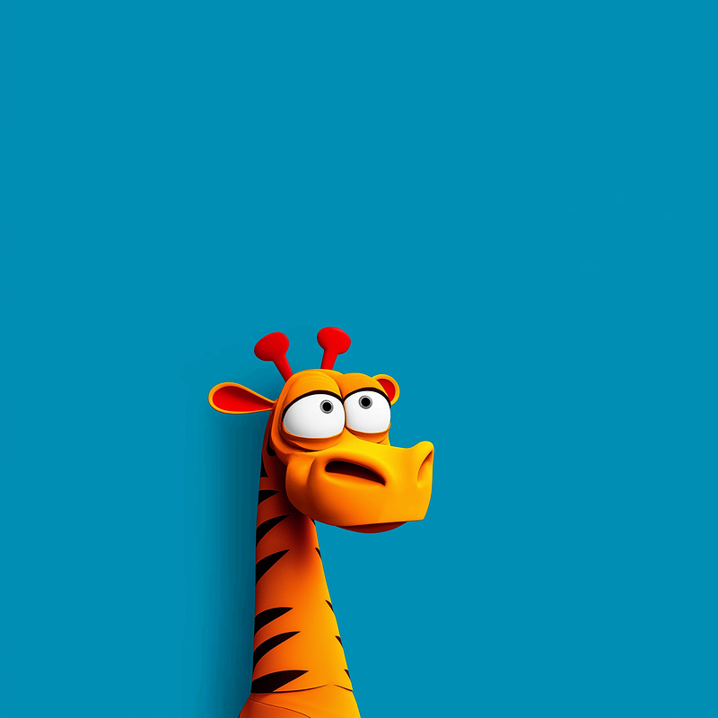 Cute Cartoon Giraffe Wallpaper – Funny Big‑Eyes Orange Giraffe Cyan Background profile picture