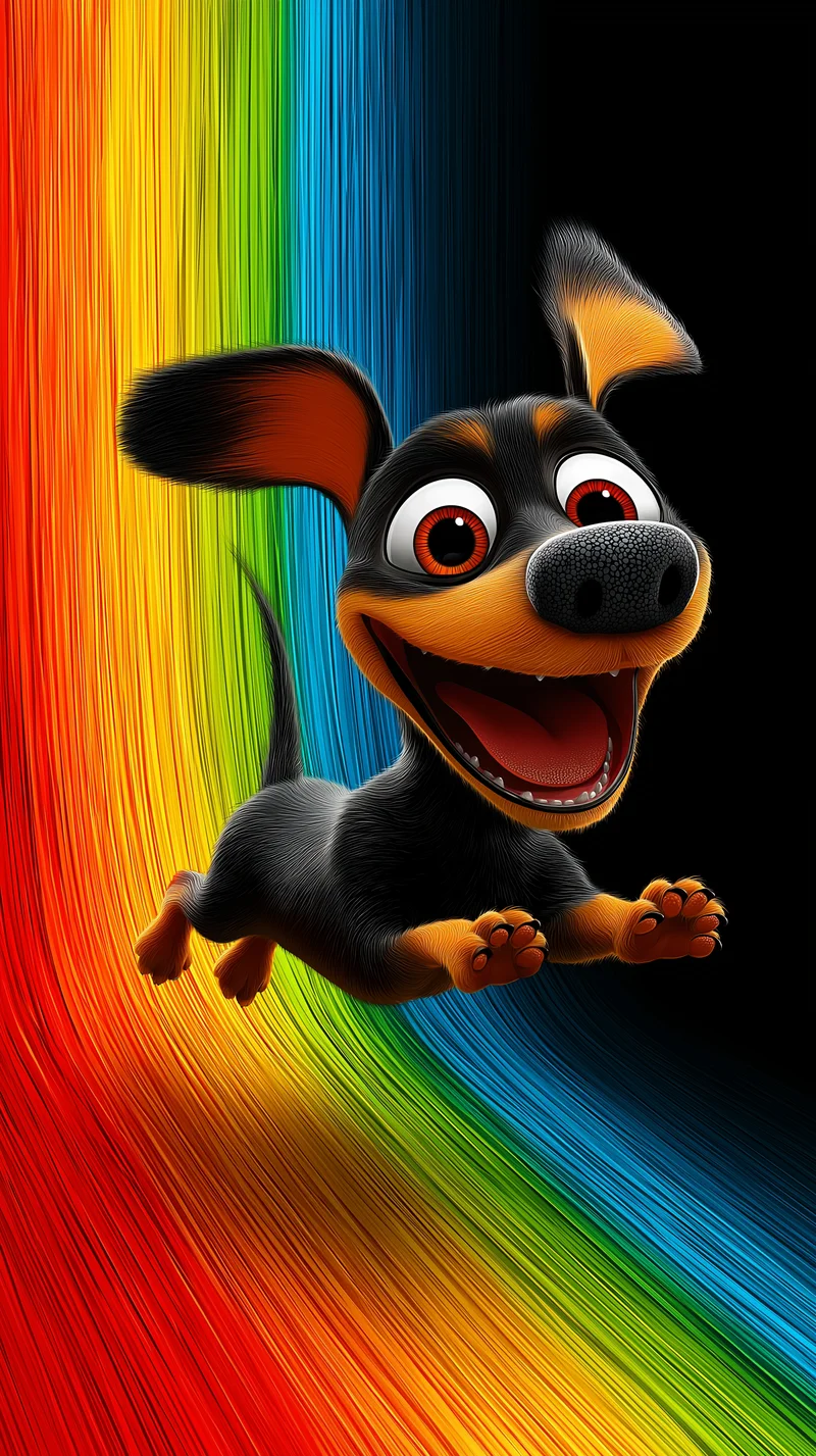Joyful Cartoon Dog in Rainbow Motion Abstract Background - Dogs wallpaper mobile Wallpaper | Picmaze