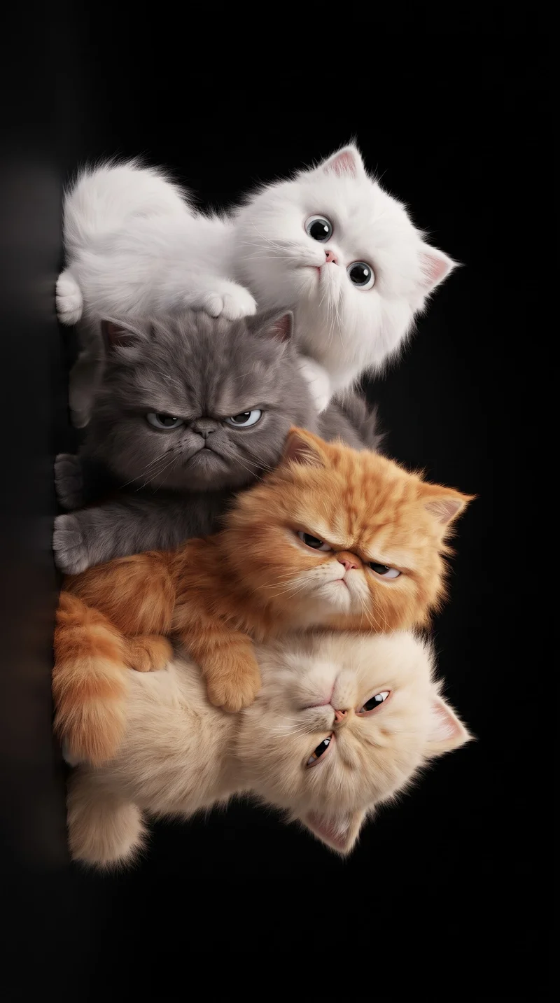 Stacked Grumpy and Cute Exotic Shorthair Kittens Portrait Wallpaper | Picmaze
