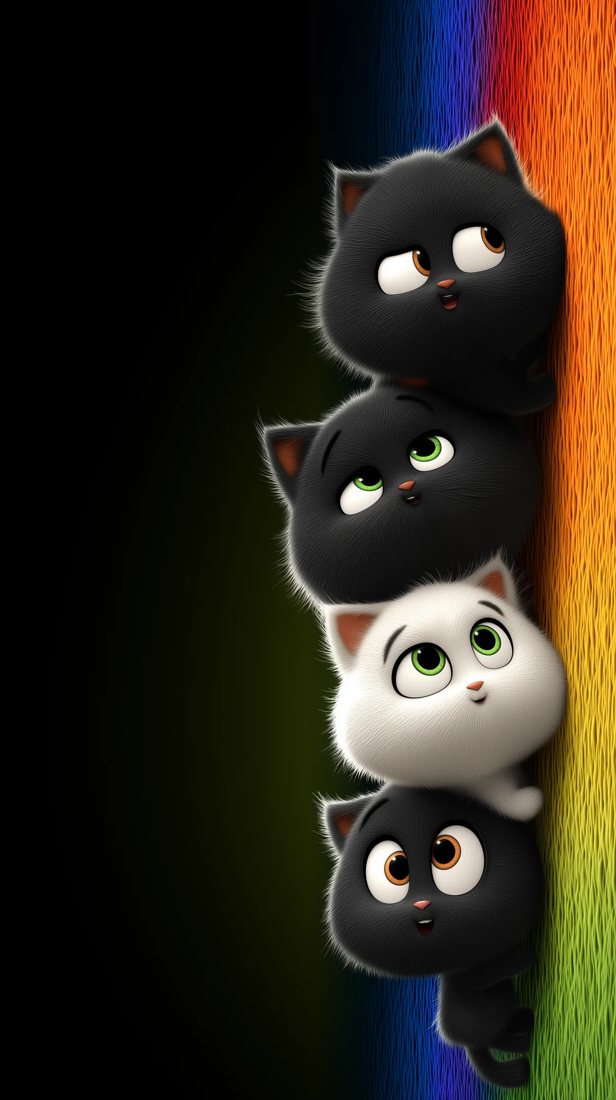 Cute Wide-Eyed Kittens on Dark Rainbow Edge Wallpaper wallpaper - Cat Wallpapers | Picmaze