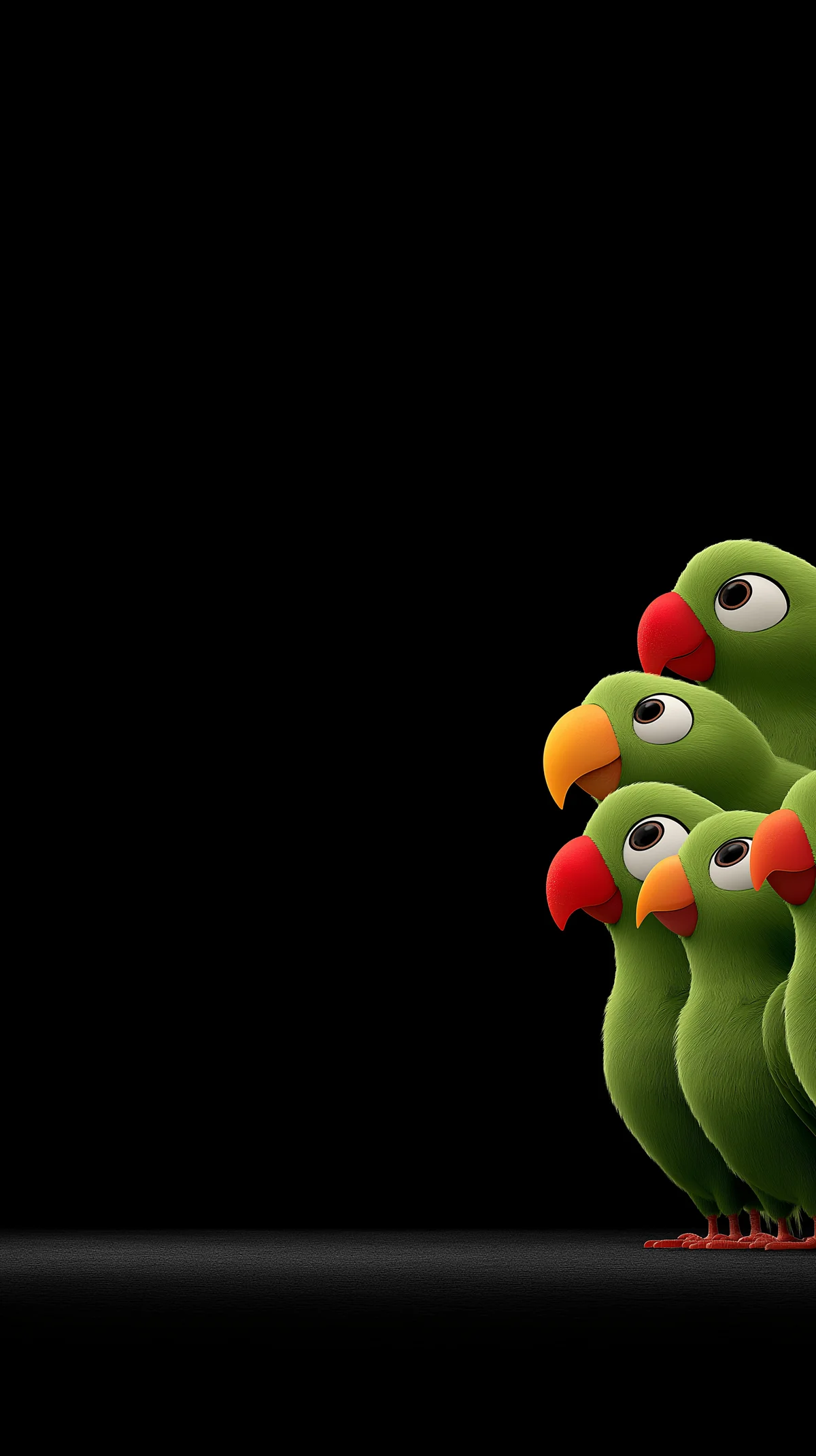 Playful Green Parrots Minimal Black Background Wallpaper wallpaper - parrots | Picmaze