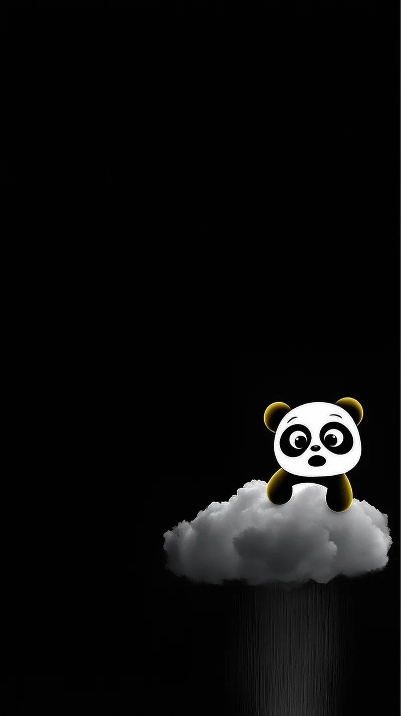 Cute Panda Sitting on Cloud Dark Minimal AMOLED Wallpaper - Panda Wallpapers mobile Wallpaper | Picmaze