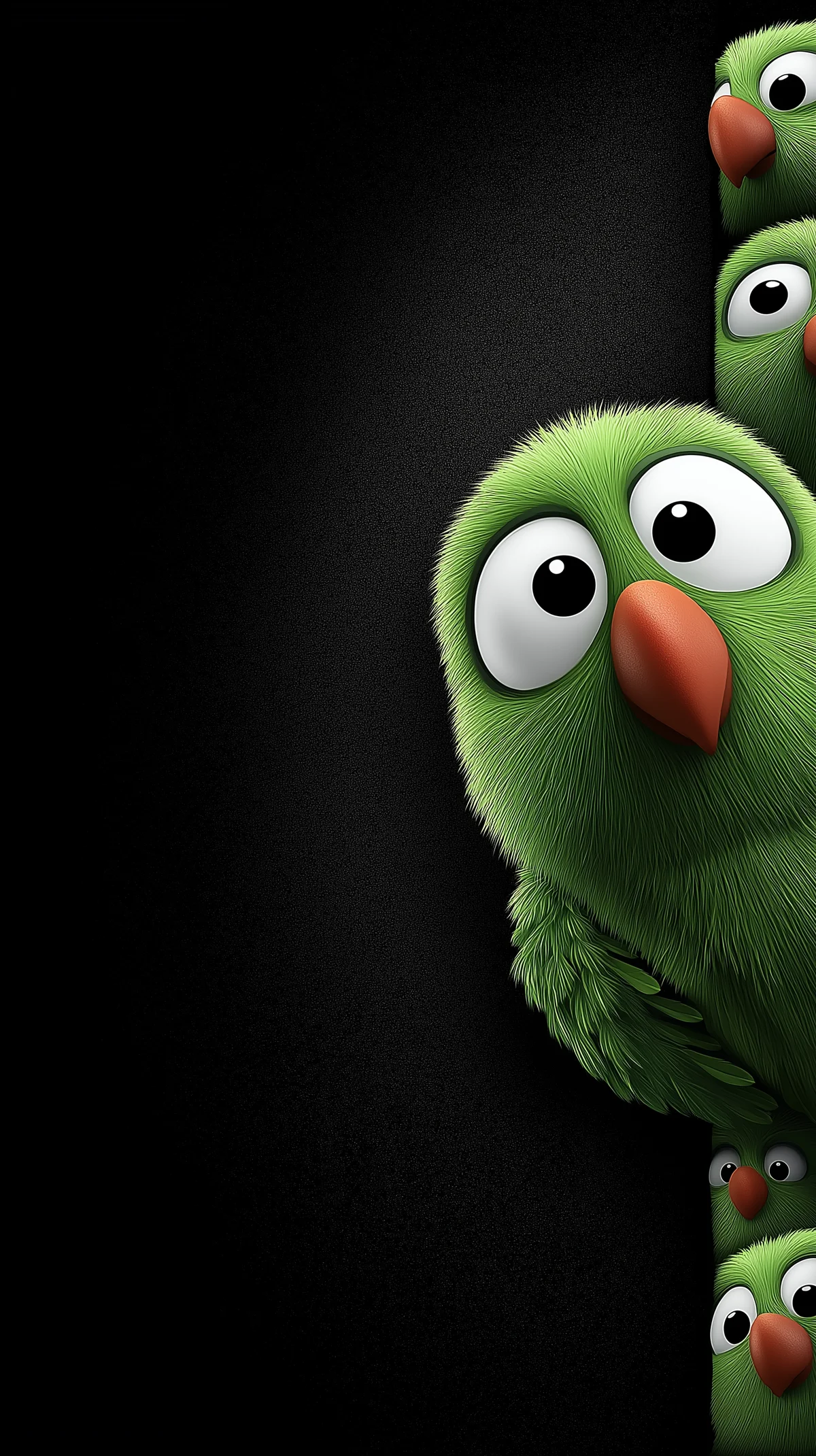 Cute Peeking Green Birds Minimal Dark Phone Wallpaper wallpaper - parrots | Picmaze