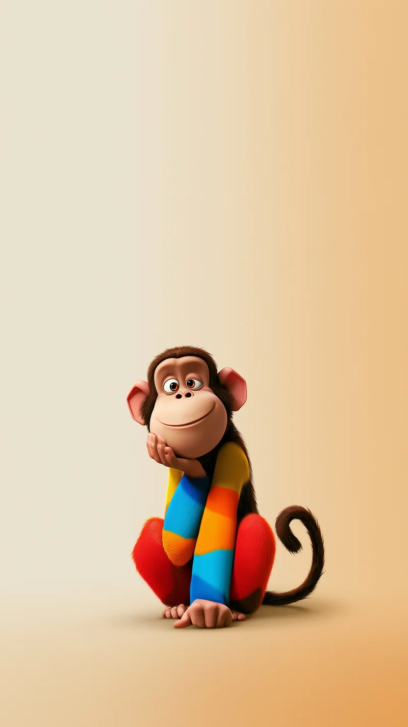 Cartoon Monkey Colorful Sweater Warm Gradient 4K Phone Wallpaper Wallpaper | Picmaze