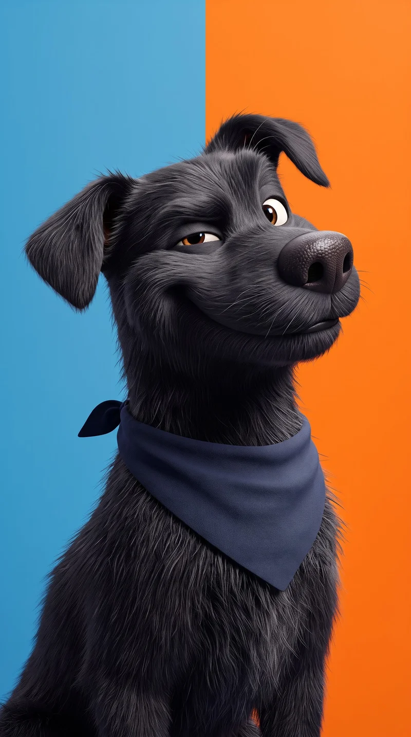 Smirking Black Dog Blue Orange Split 4K Phone Wallpaper Wallpaper | Picmaze