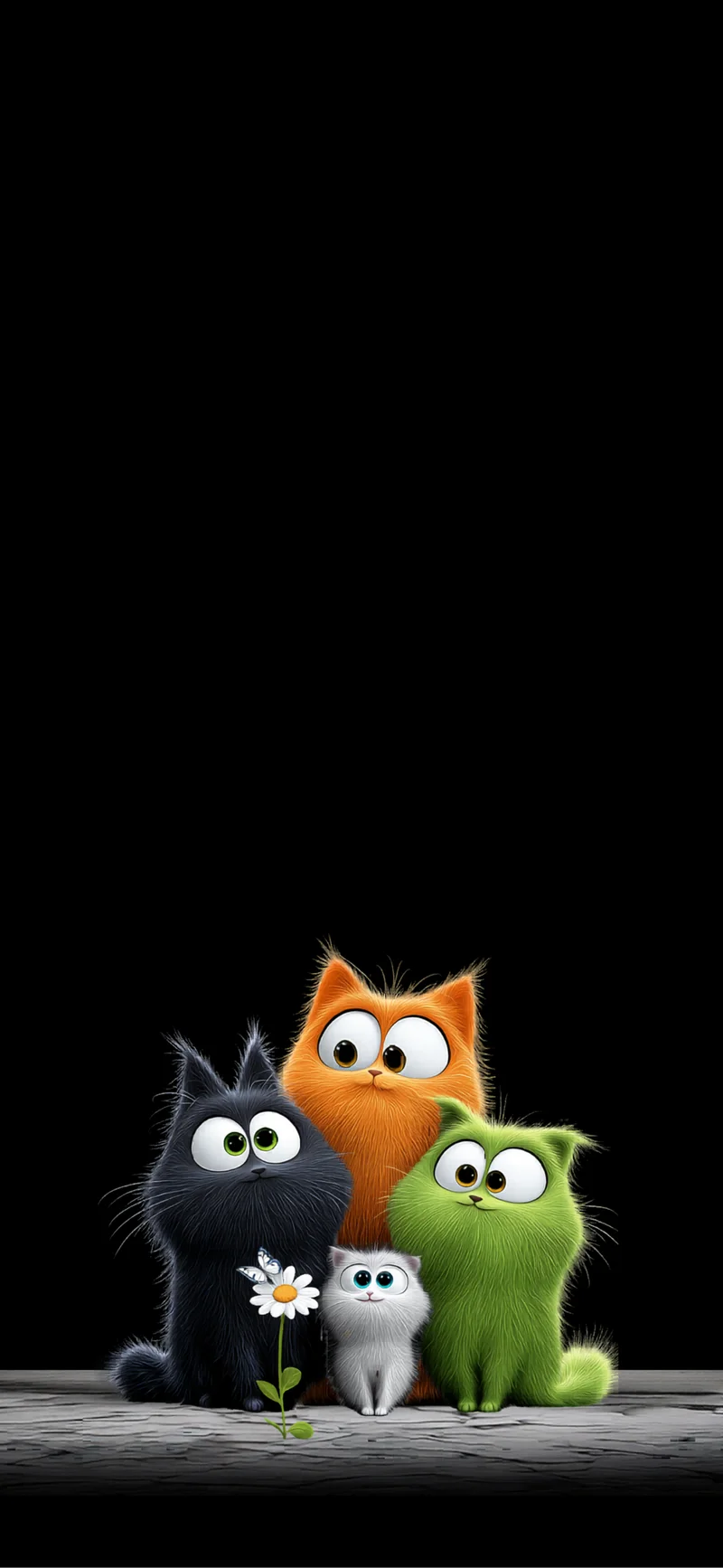 Minimal Cute Cats Group Dark Background iPhone Wallpaper - ios wallpapers mobile Wallpaper | Picmaze