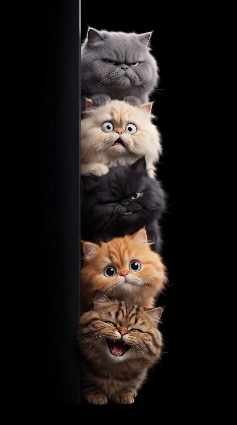 Stacked Fluffy Cats Vertical 4K Phone Background Wallpaper | Picmaze