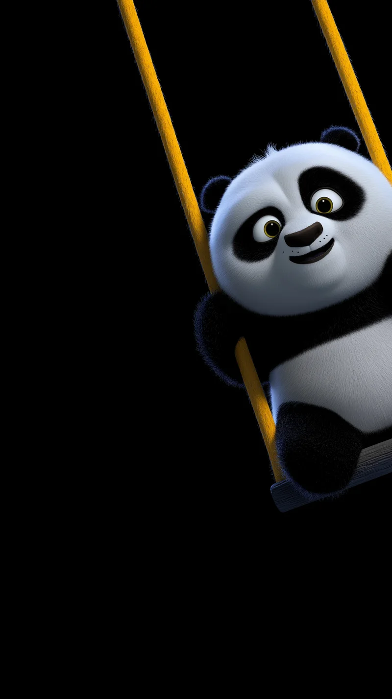 Playful Panda Swing Dark Aesthetic Minimal Wallpaper - Panda Wallpapers mobile Wallpaper | Picmaze