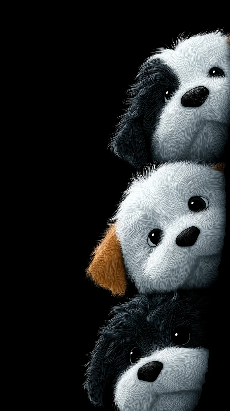 Cute Puppy Peeking Minimal Black Background 4K Wallpaper - Dogs wallpaper mobile Wallpaper | Picmaze