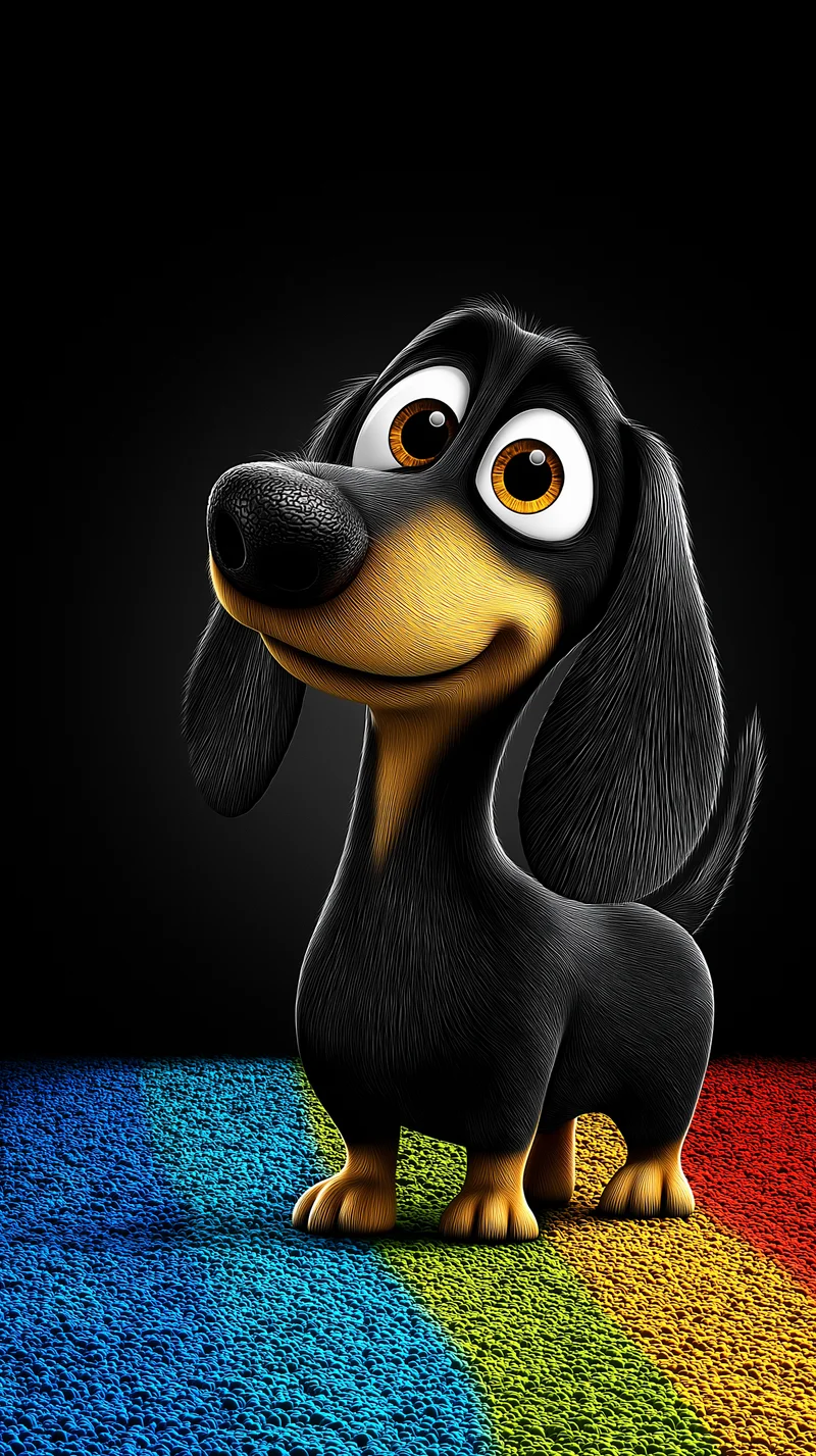 Cute Cartoon Dachshund Dark Aesthetic Color Splash Wallpaper - Dogs wallpaper mobile Wallpaper | Picmaze