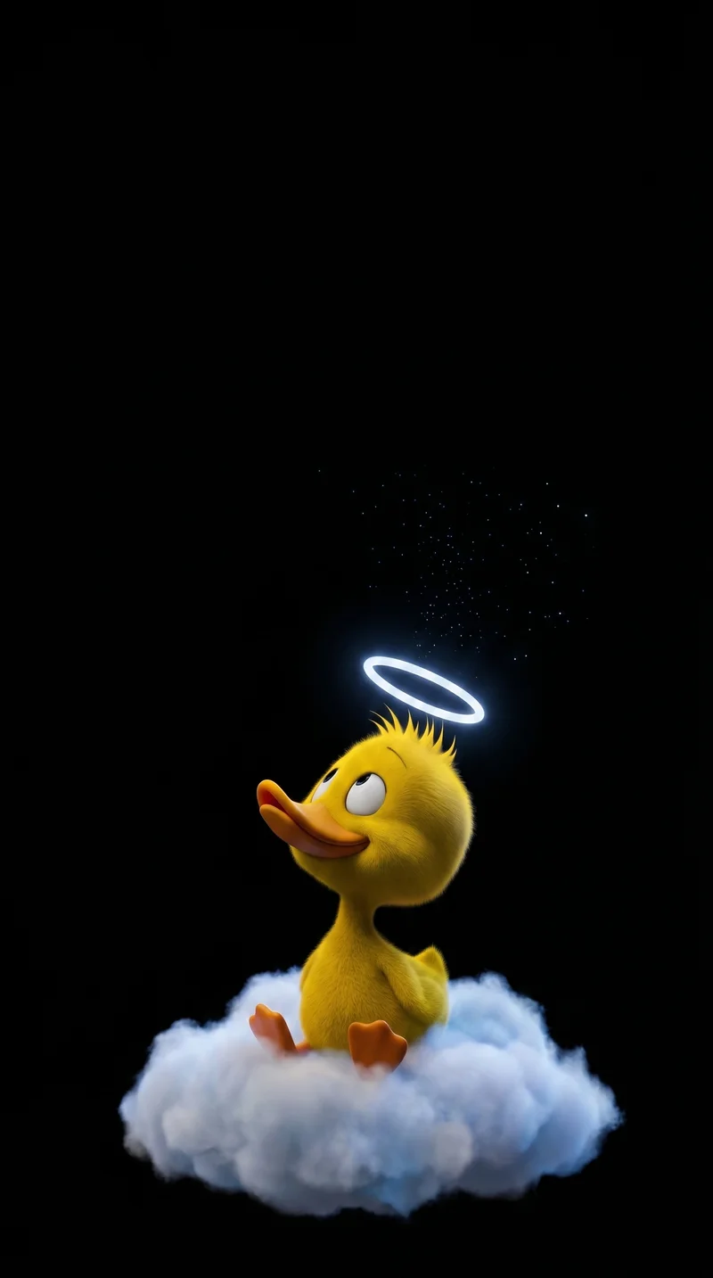 Dreamy Halo Duck Sitting on Cloud Dark Wallpaper - Duck Wallpapers mobile Wallpaper | Picmaze