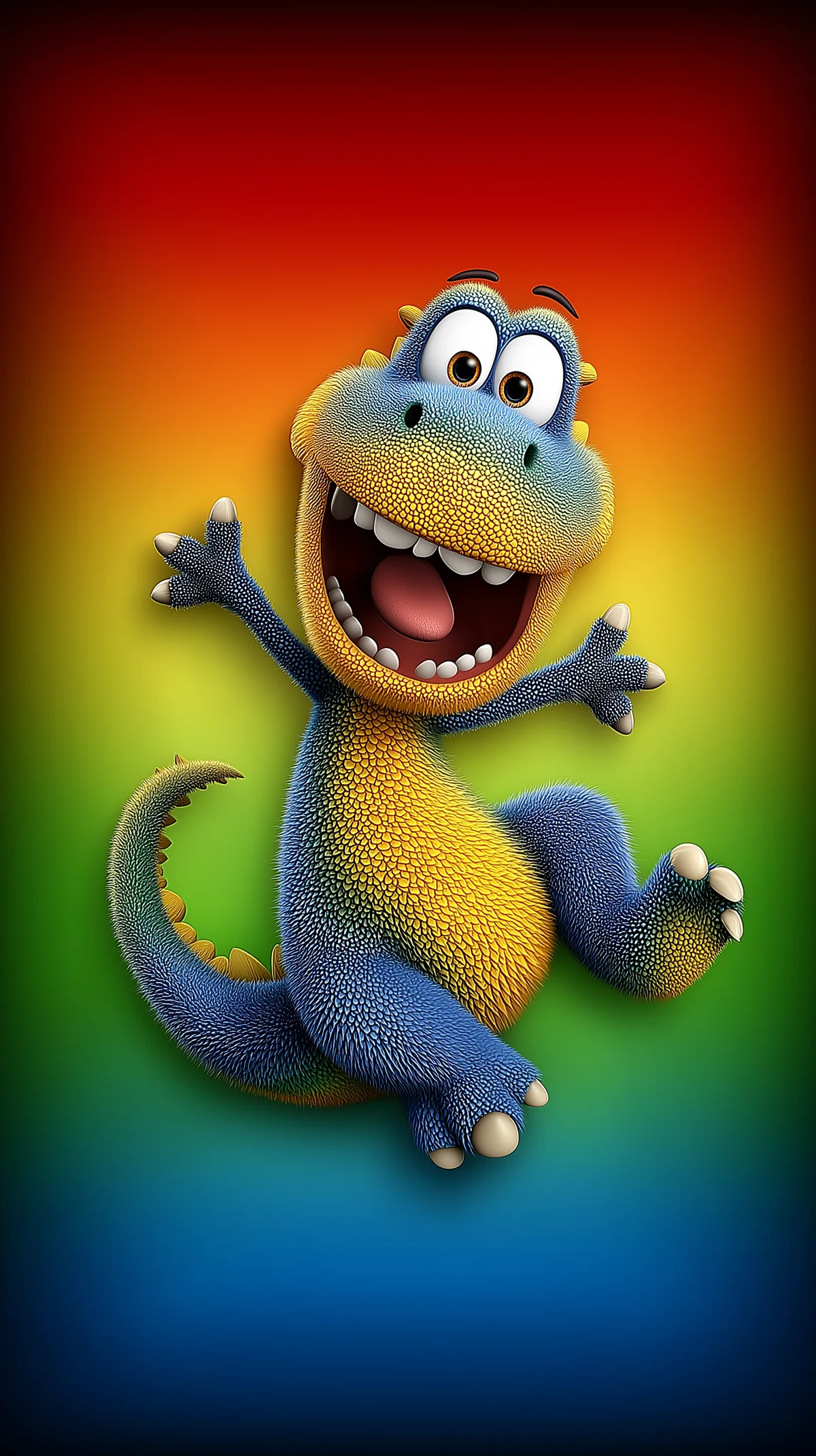 Happy Cartoon Dinosaur Wallpaper with Rainbow Glow Background wallpaper - Fantasy Wallpaper | Picmaze