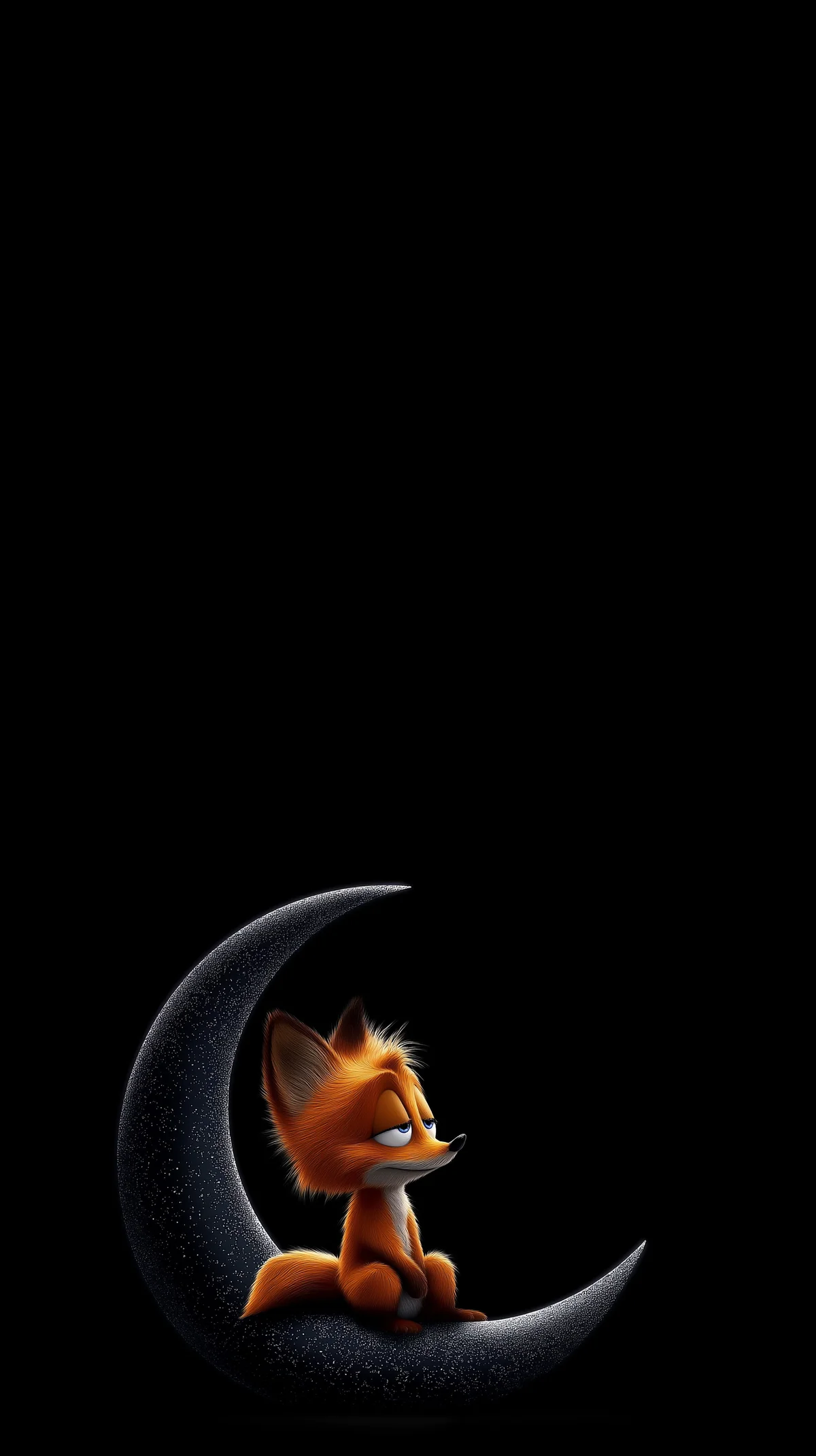 Dreamy Fox Sitting on Crescent Moon Dark Wallpaper wallpaper - Cute Animal Wallpapers | Picmaze