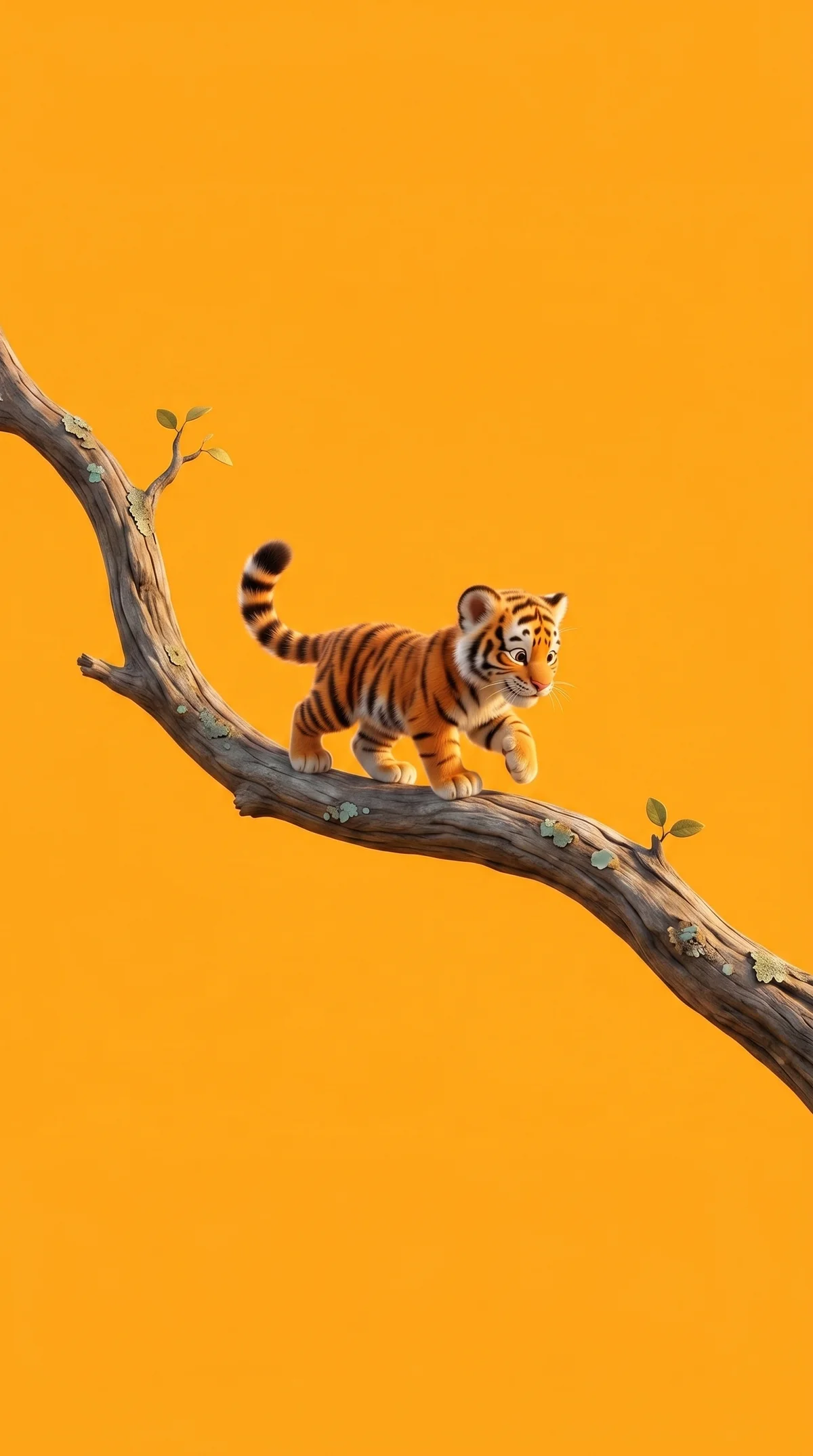 Playful Tiger Cub on Tree Branch Orange Aesthetic Wallpaper wallpaper - Cute Animal Wallpapers | Picmaze