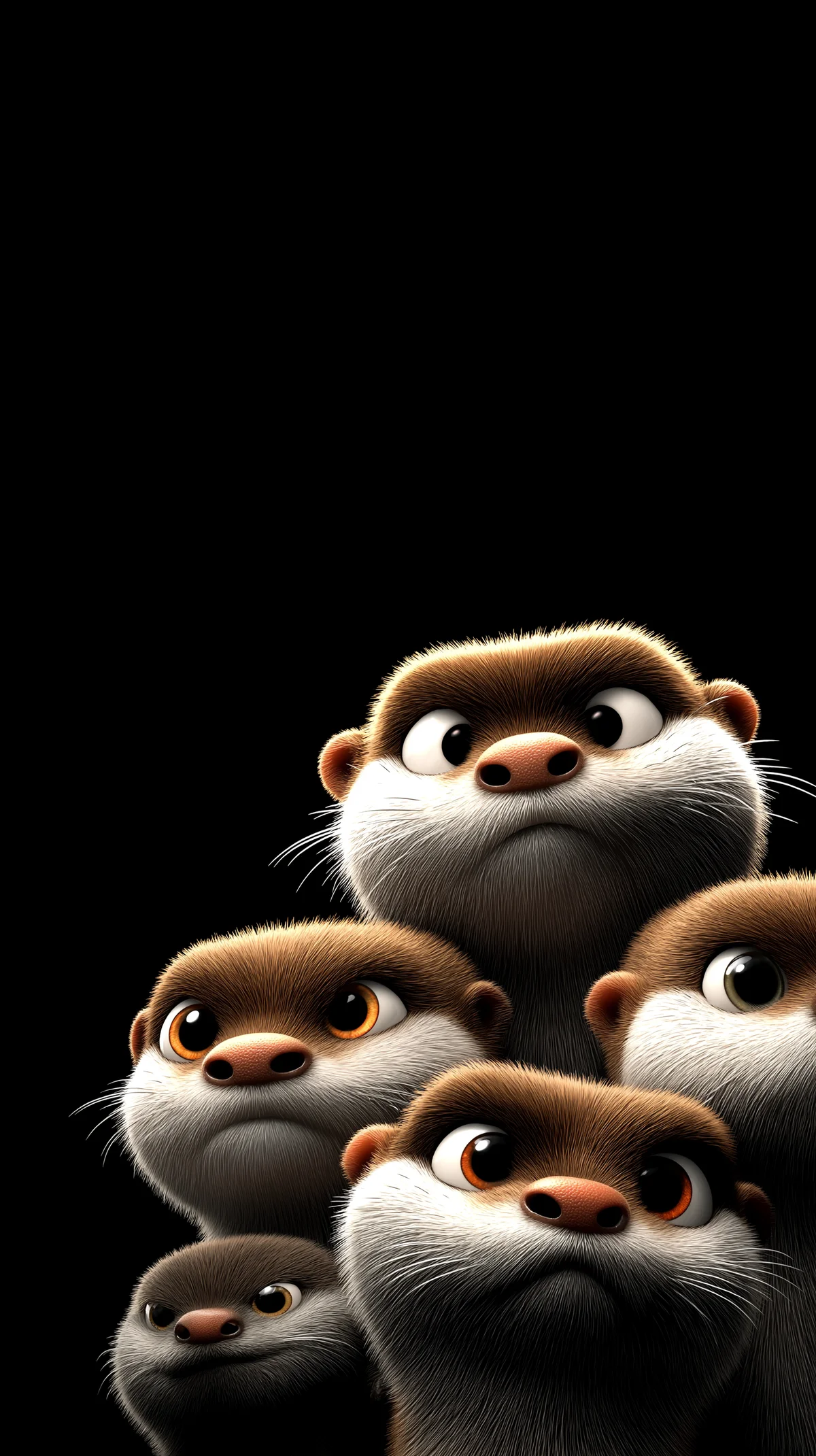 Cute 3D Otter Group Wallpaper Black Background 4K wallpaper - Otters | Picmaze