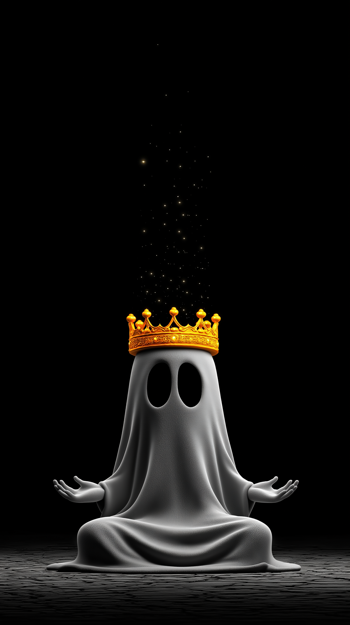 Meditating King Ghost Android Wallpaper – Crown Ghost Minimal Dark ...