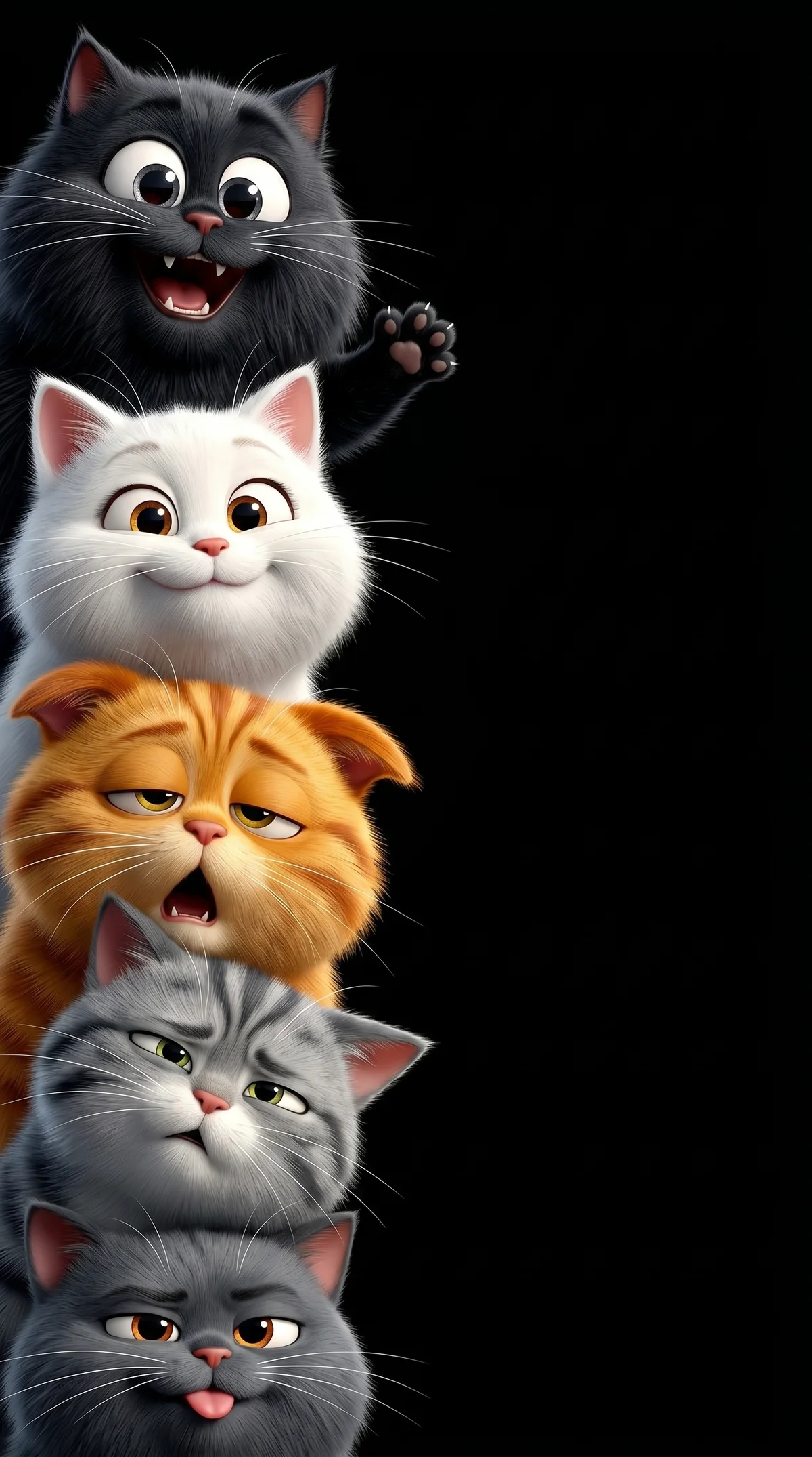 Stacked Cartoon Cats Funny Expressions Dark 4K Wallpaper wallpaper - Cat Wallpapers | Picmaze