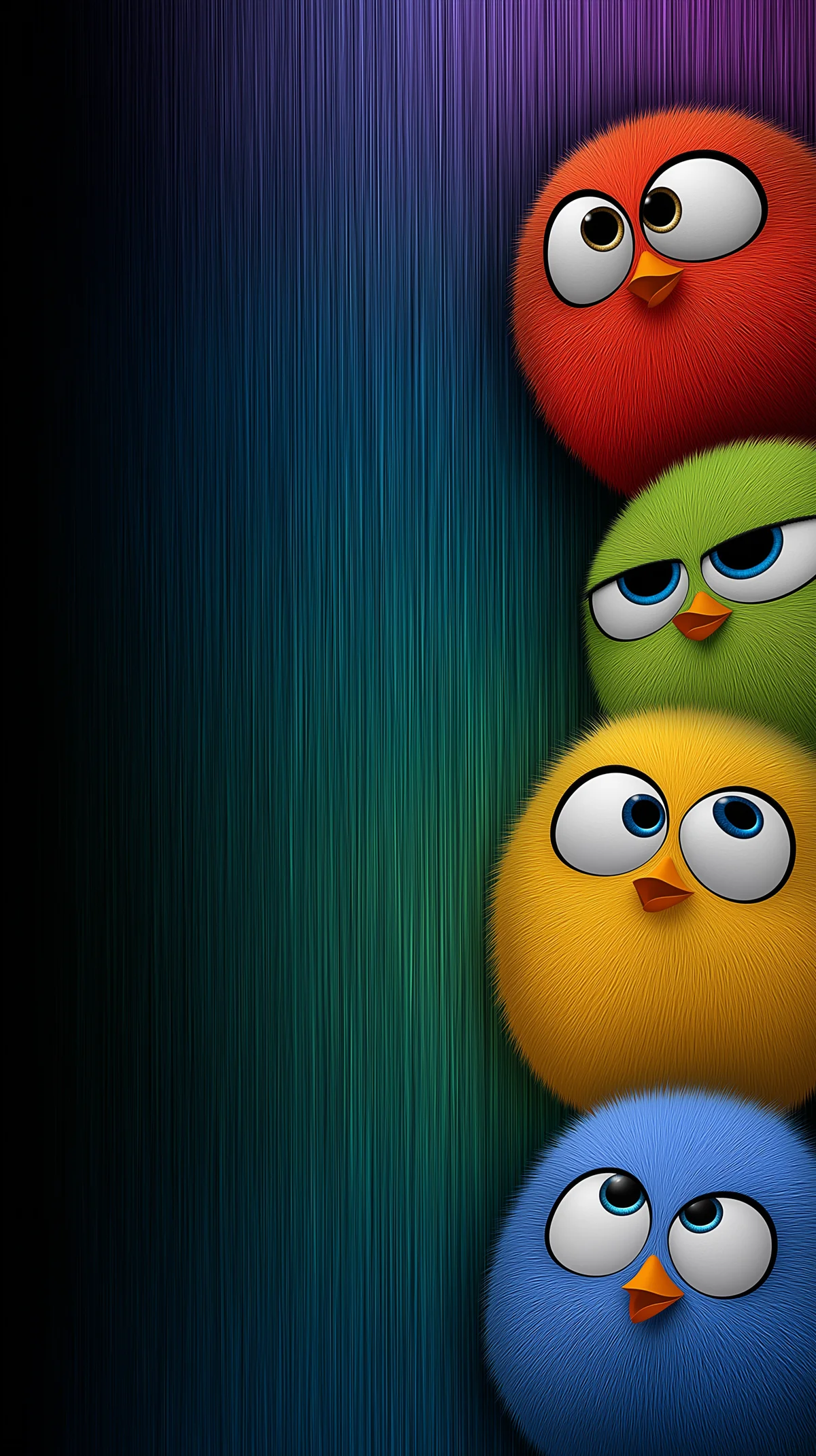 Cute Fluffy Birds Side Peek Dark Gradient Minimal Wallpaper wallpaper - Bird Wallpapers | Picmaze