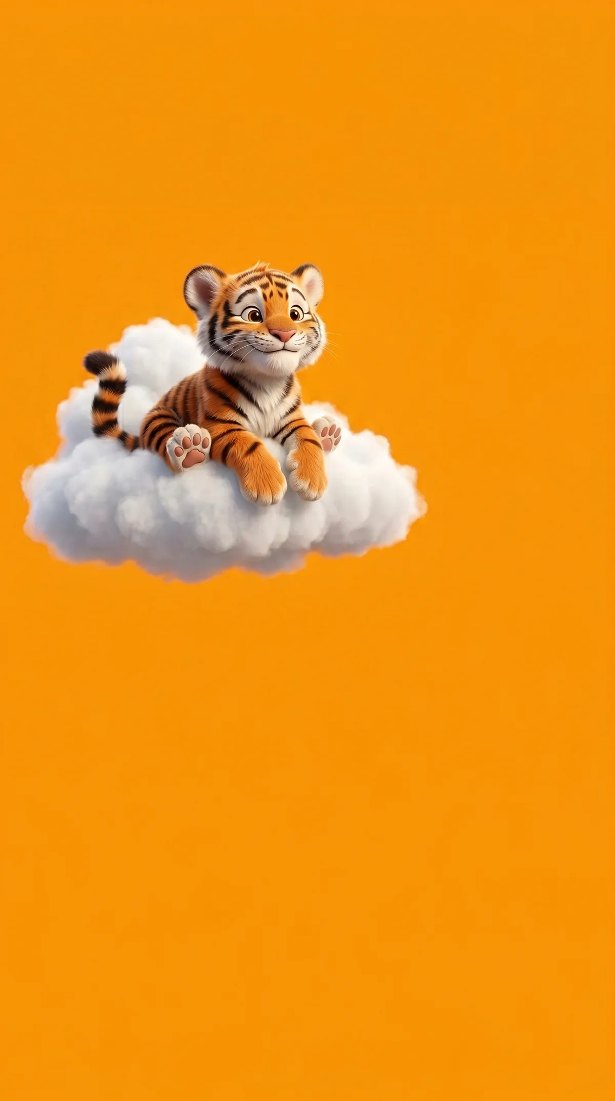 Dreamy Tiger Cub on Cloud Orange Phone Wallpaper wallpaper - Cute Animal Wallpapers | Picmaze
