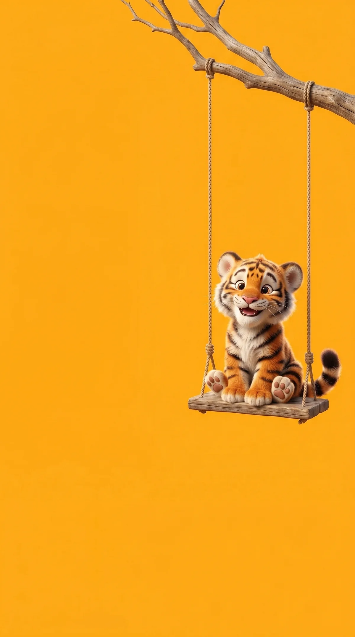 Happy Tiger Cub Swing Wallpaper with Warm Orange Glow wallpaper - Cute Animal Wallpapers | Picmaze