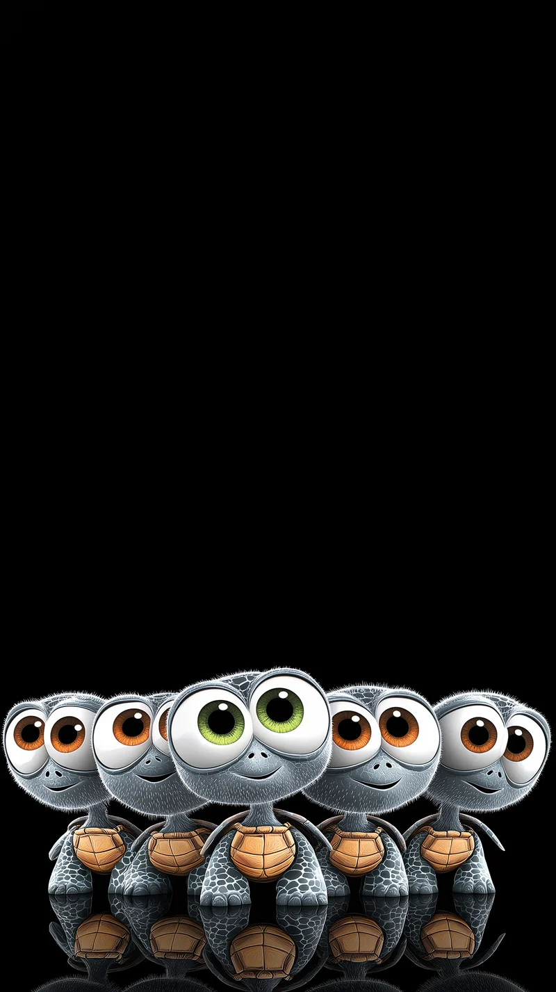 Cute Turtle Squad Minimal Dark Wallpaper 4K HD - Turtle mobile Wallpaper | Picmaze