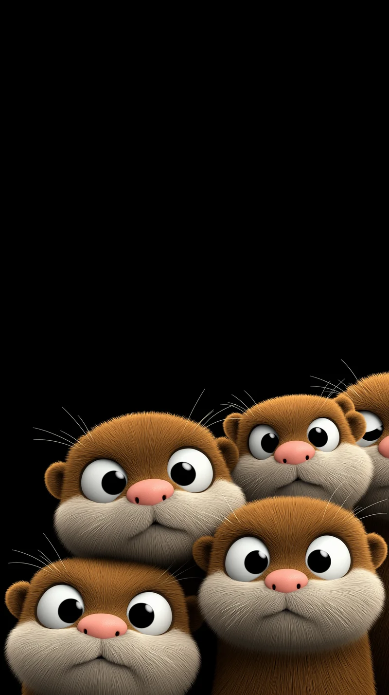 Cute Big Eyes Otter Wallpaper 3D Black Background HD - Otters mobile Wallpaper | Picmaze
