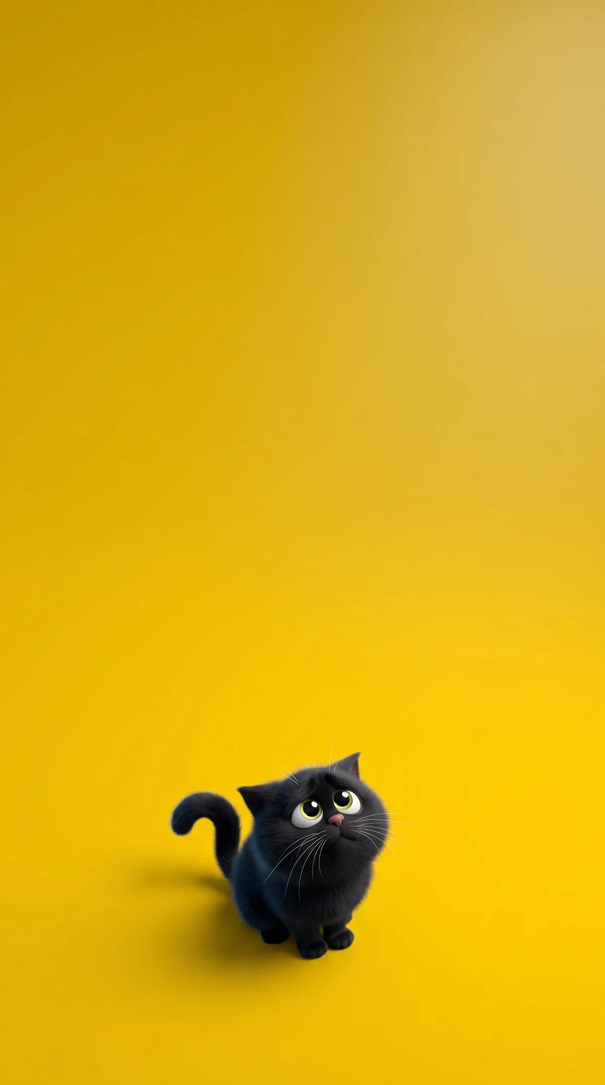 Cute Black Cat Looking Up on Yellow Minimal Background wallpaper - Cat Wallpapers | Picmaze