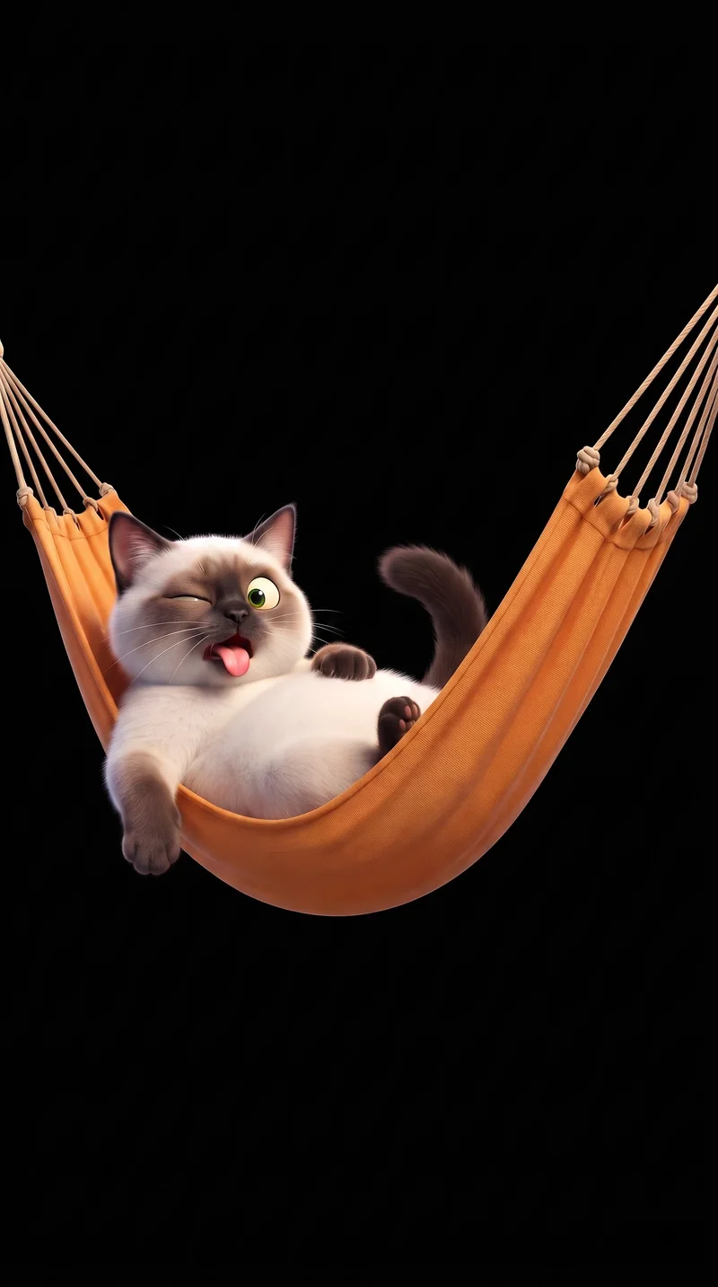 Silly Siamese Cat Relaxing in Orange Hammock Wallpaper | Picmaze