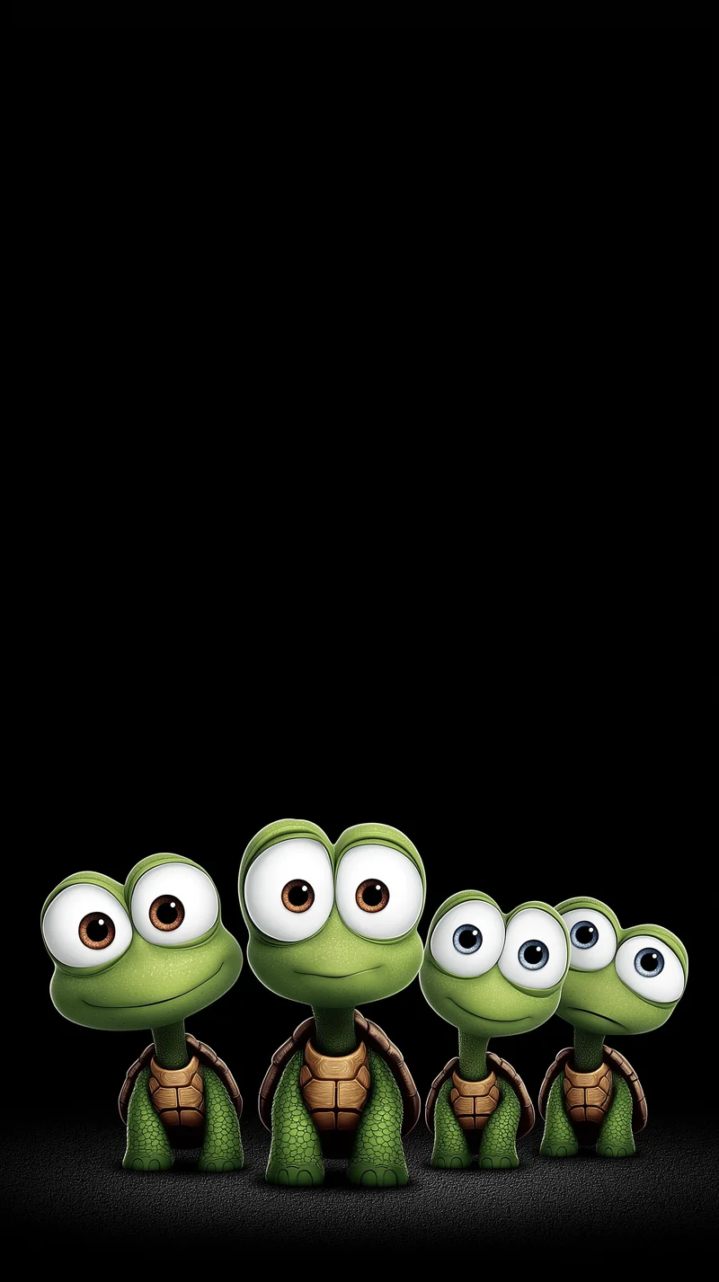 Cute Turtle Family Line Wallpaper 4K Dark HD - Turtle mobile Wallpaper | Picmaze