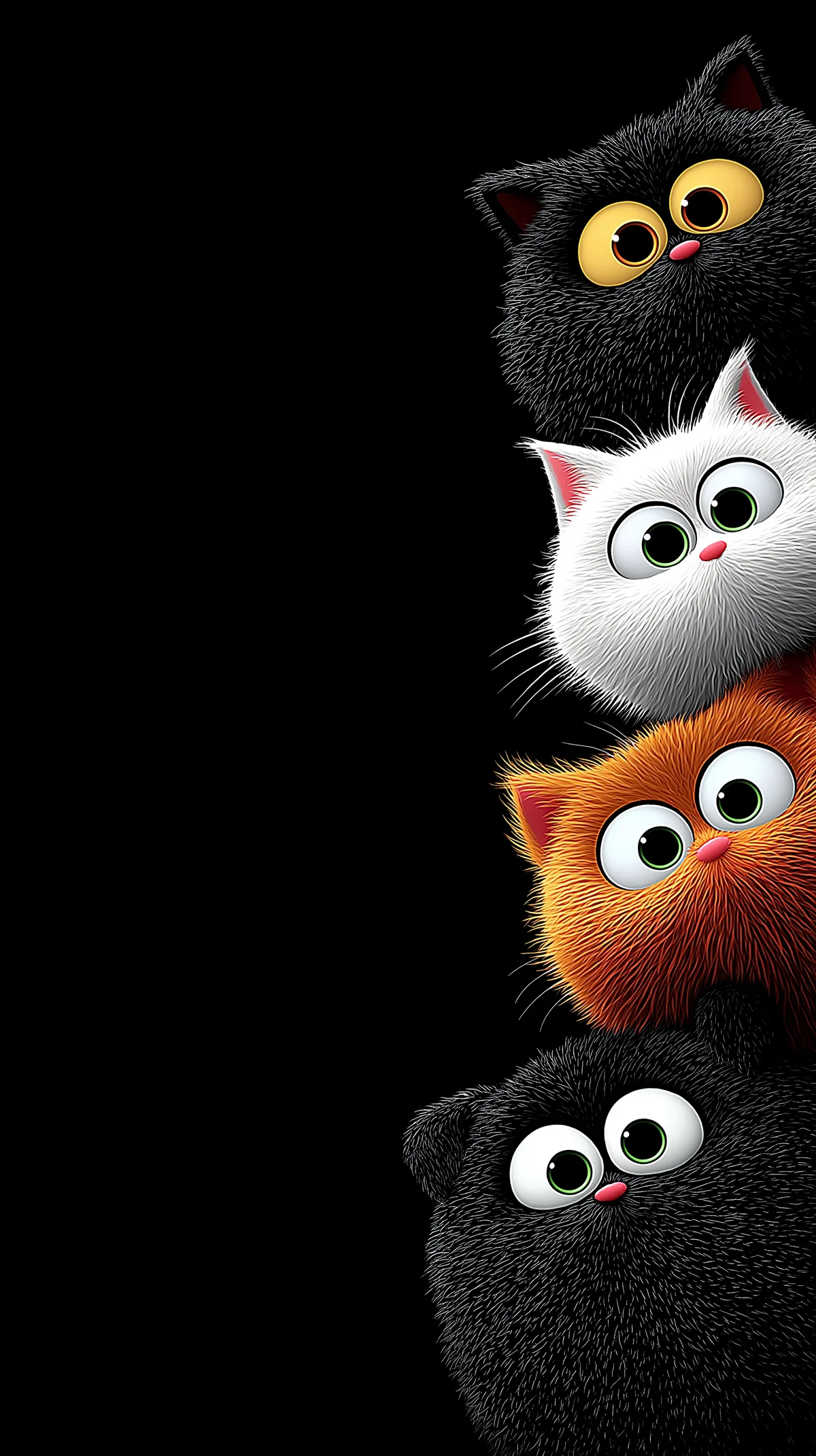 Cute Cartoon Cats Peeking Wallpaper 4K Black Background wallpaper - Cat Wallpapers | Picmaze