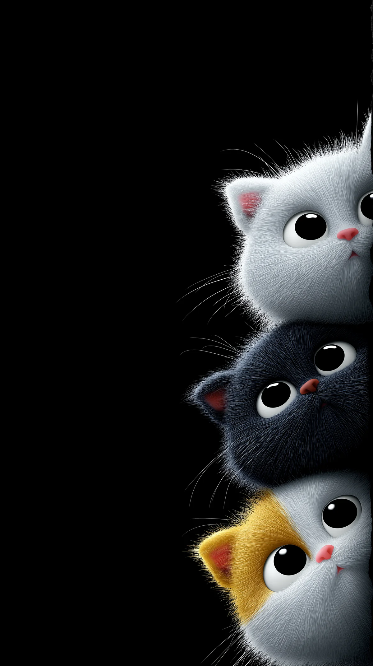 Cute Minimal Kittens Peeking Right Side Dark Wallpaper wallpaper - Cat Wallpapers | Picmaze