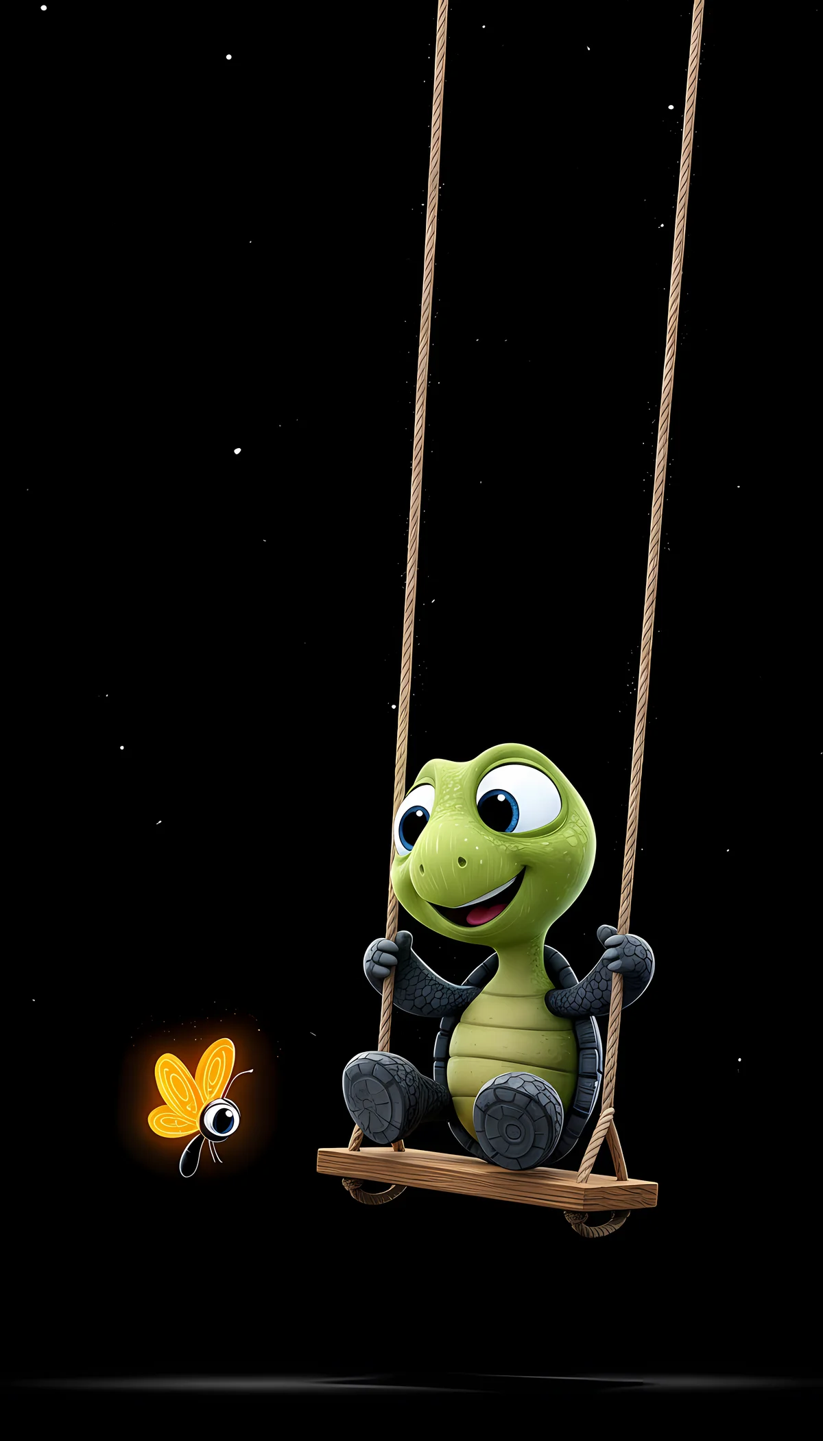 Cute Turtle on Swing with Firefly Night Aesthetic Wallpaper wallpaper - Turtle | Picmaze
