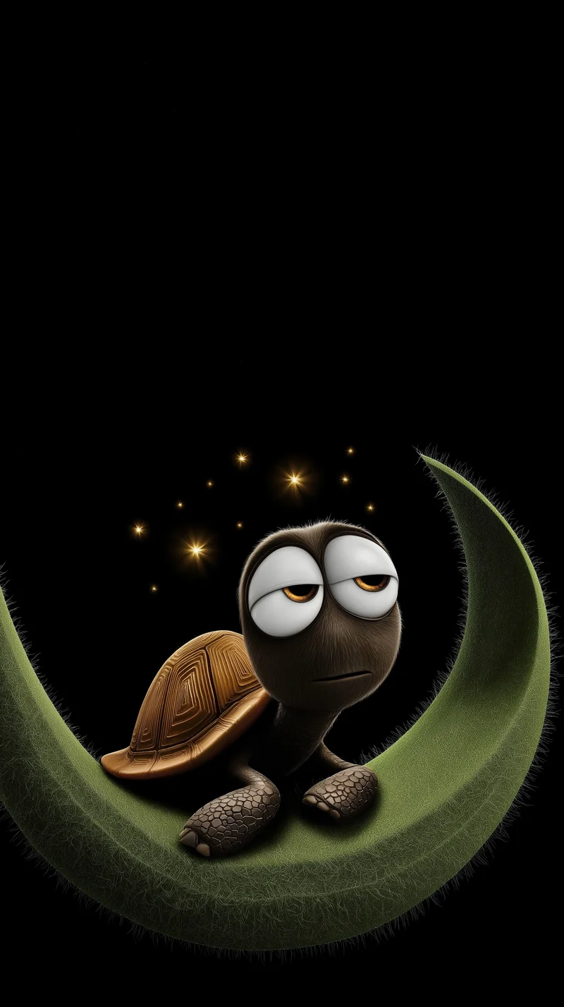 Sleepy Turtle on Crescent Moon Dark Cute Wallpaper - Turtle mobile Wallpaper | Picmaze