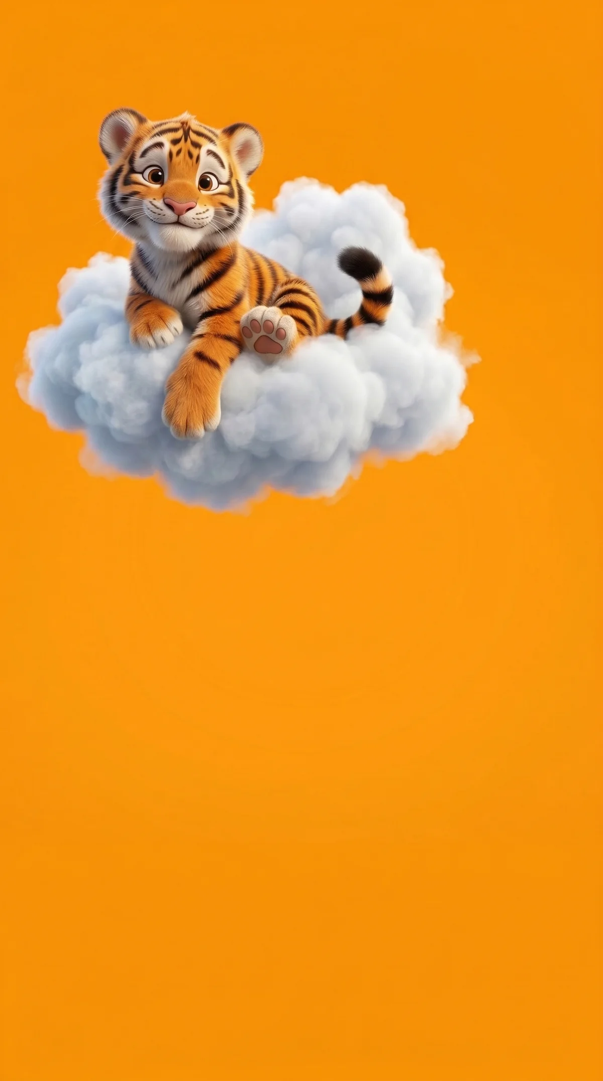 Cute Tiger Cub Floating Cloud Wallpaper in Orange Glow wallpaper - Cute Animal Wallpapers | Picmaze
