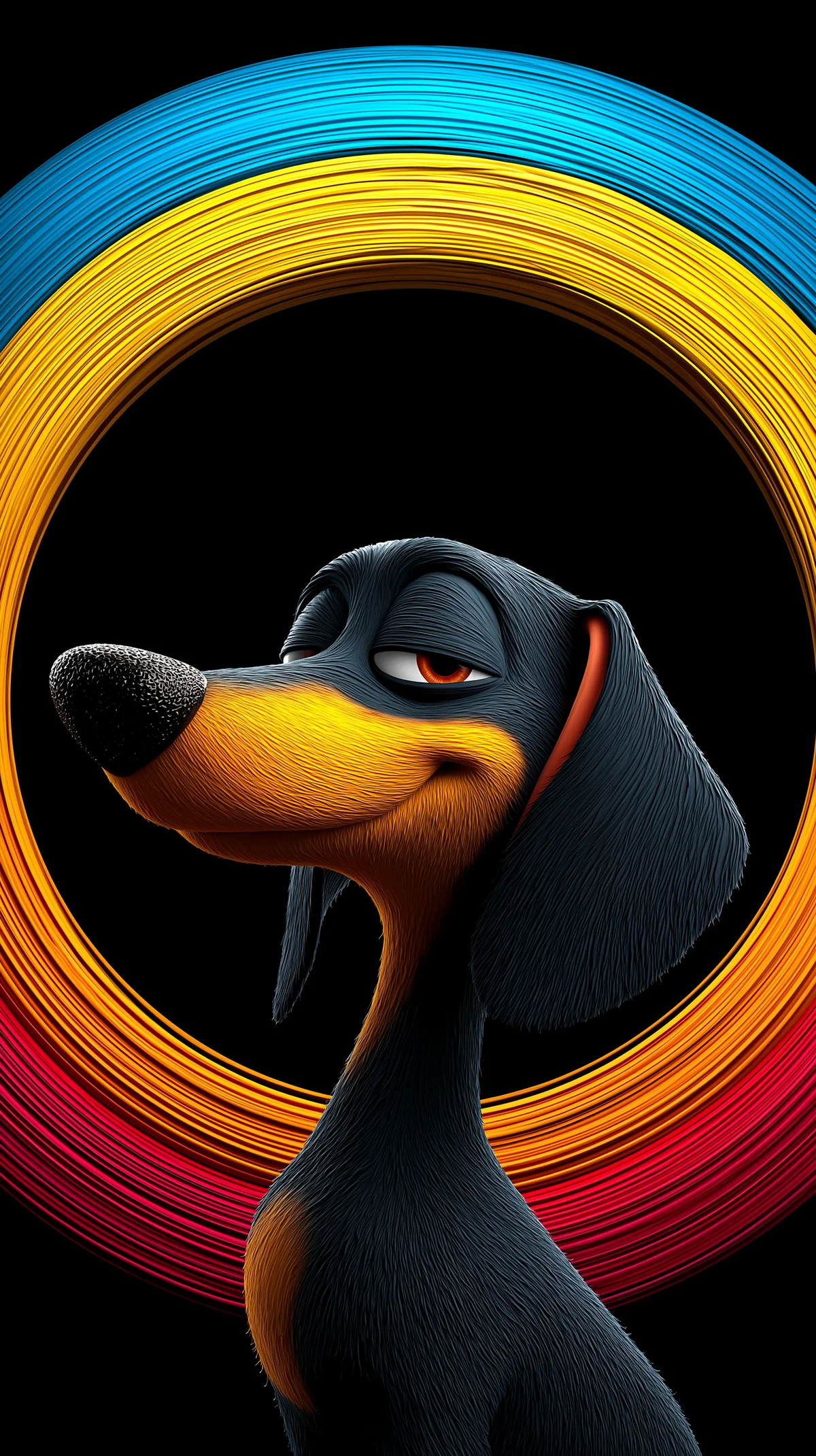 Stylish Cartoon Dachshund Neon Ring Dark Wallpaper wallpaper - Dogs wallpaper | Picmaze