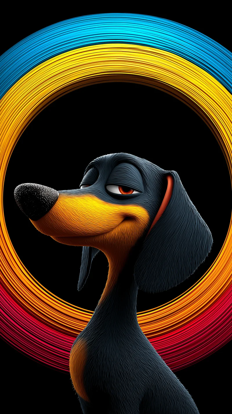 Stylish Cartoon Dachshund Neon Ring Dark Wallpaper - Dogs wallpaper mobile Wallpaper | Picmaze