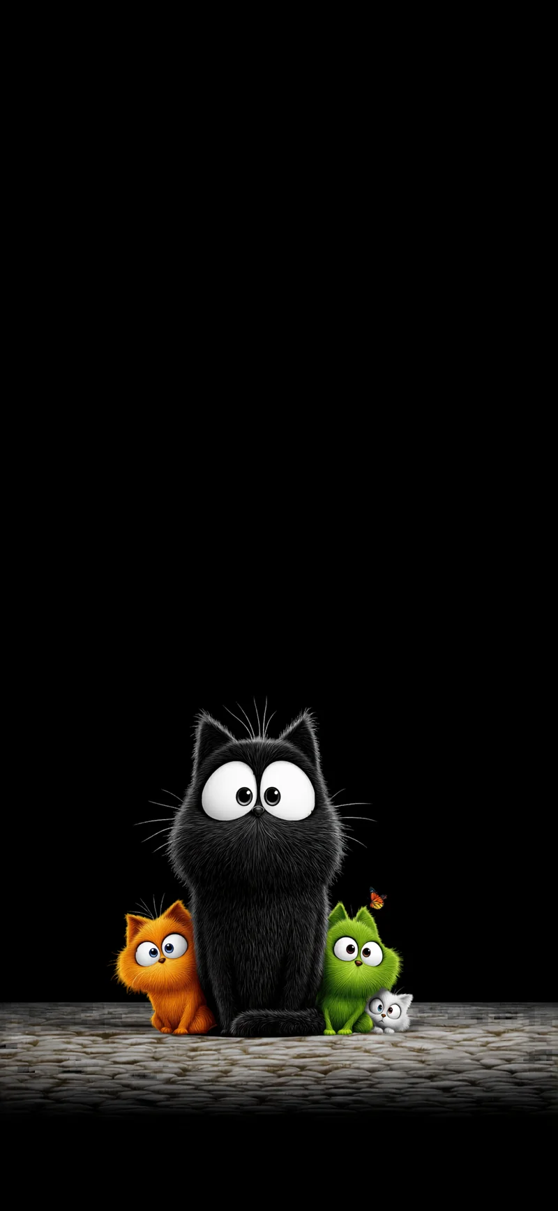 Minimal Black Background Cute Cat Family AMOLED Wallpaper - ios wallpapers mobile Wallpaper | Picmaze