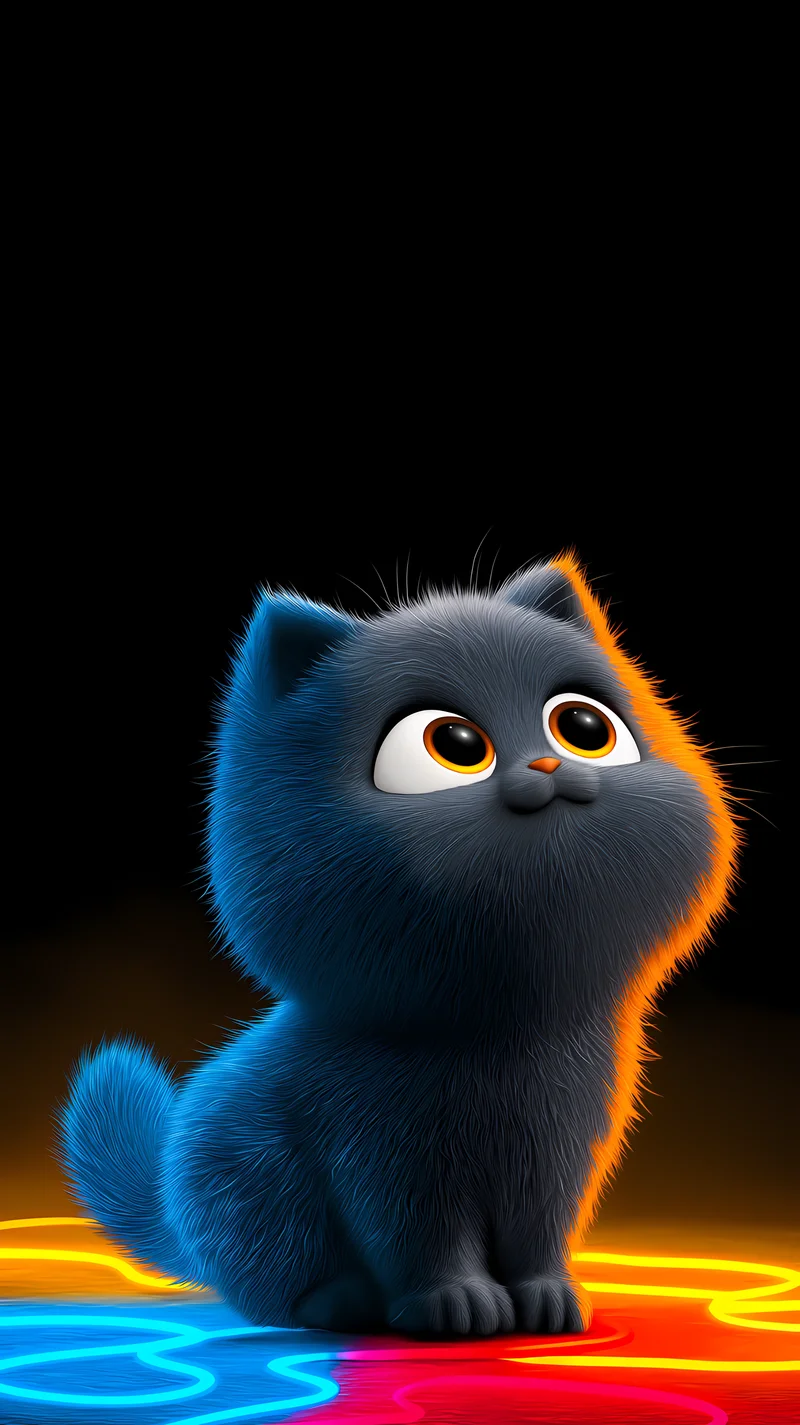 Glowing Blue Kitten Wallpaper with Neon Light Aesthetic - ios wallpapers mobile Wallpaper | Picmaze