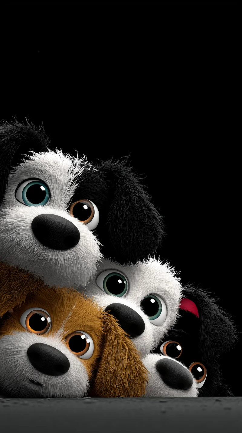 Cute Puppy Faces Close-Up Black Background 4K Wallpaper - Dogs wallpaper mobile Wallpaper | Picmaze