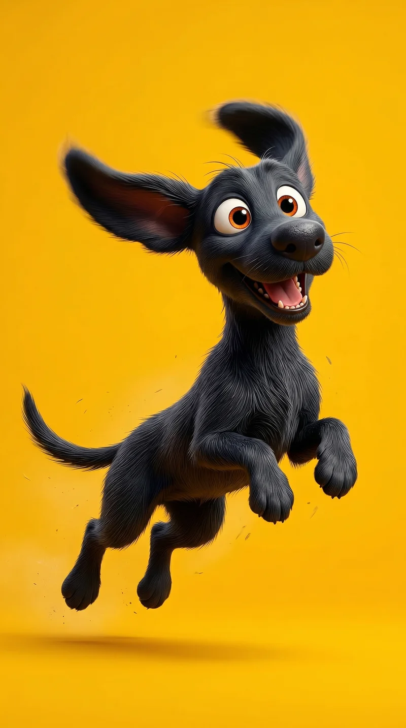 Playful Black Puppy Wallpaper with Bright Yellow Style - Dogs wallpaper mobile Wallpaper | Picmaze