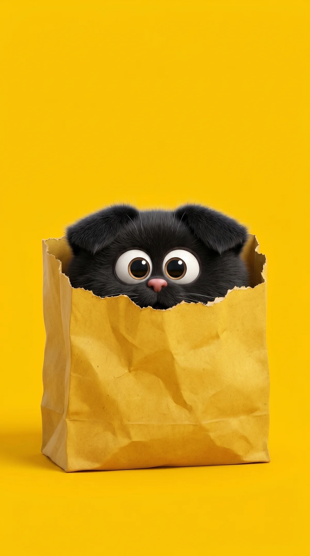 Cute Black Puppy in Paper Bag Yellow Wallpaper wallpaper - Cat Wallpapers | Picmaze