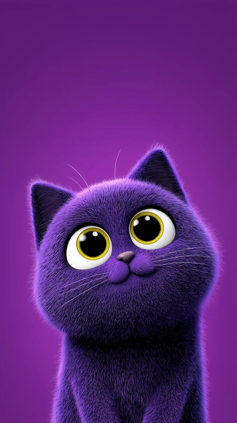 Fluffy Purple Cat Big Eyes Cute 4K Phone Wallpaper Wallpaper | Picmaze