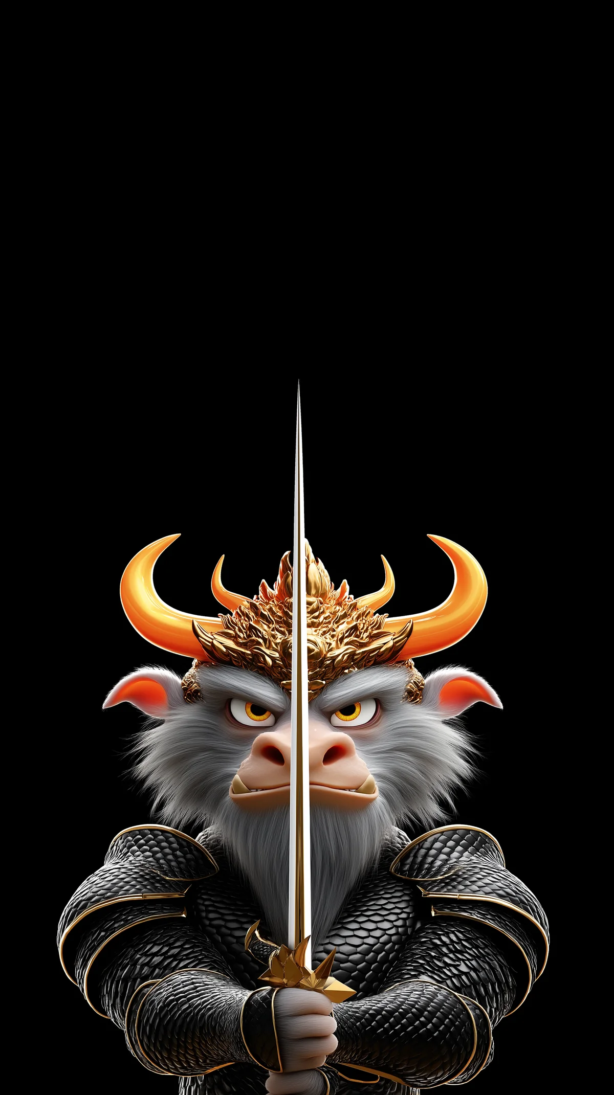 Mythical Bull Warrior Sword Symmetry Dark AMOLED Wallpaper wallpaper - Fantasy Wallpaper | Picmaze