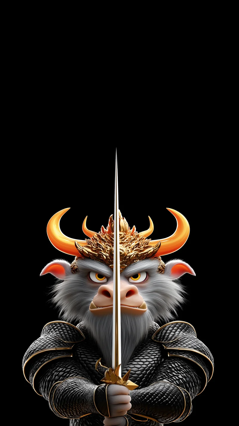 Mythical Bull Warrior Sword Symmetry Dark AMOLED Wallpaper - Fantasy Wallpaper mobile Wallpaper | Picmaze