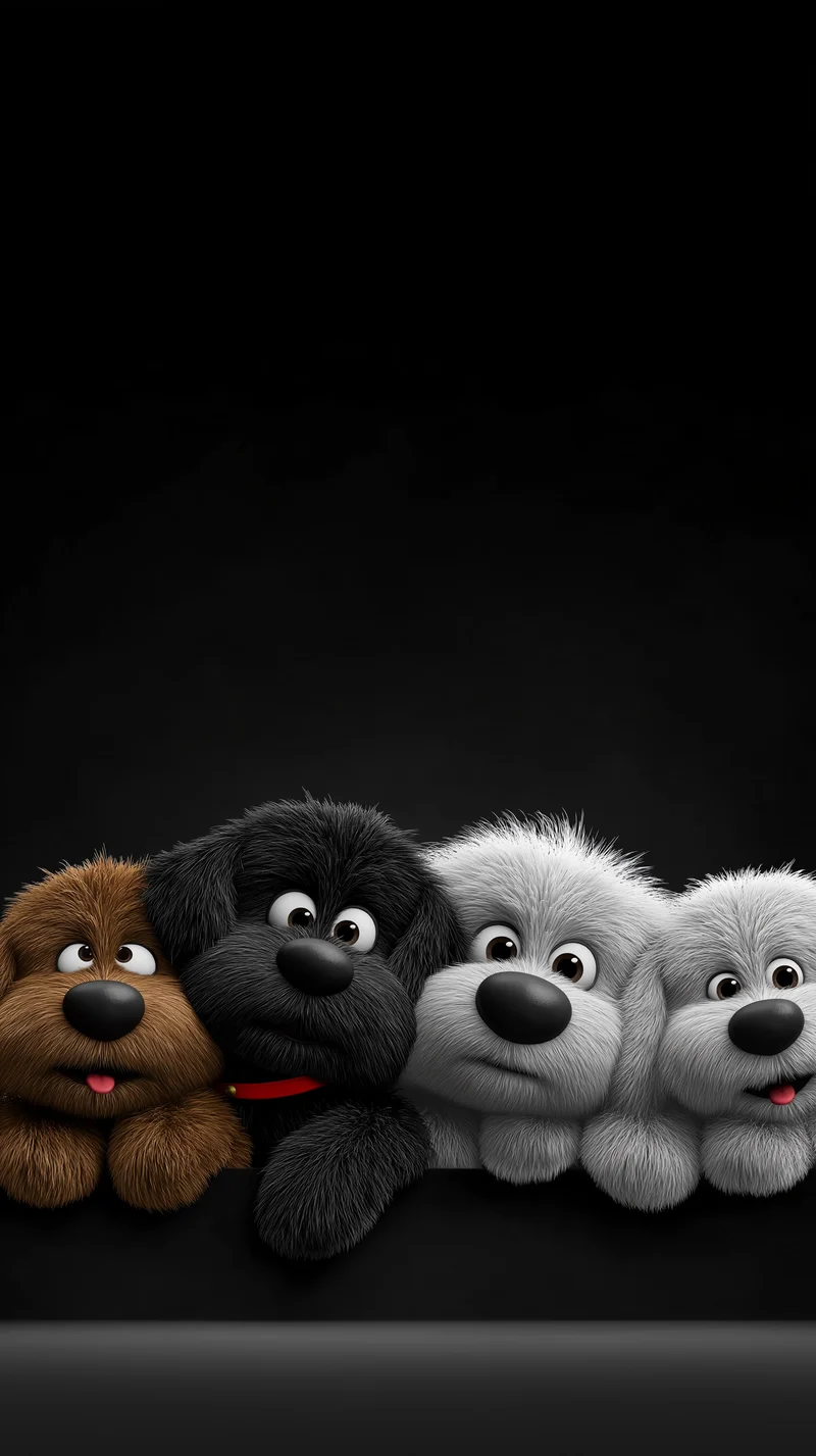 Cute Puppy Lineup Minimal Black Background 4K Wallpaper - Dogs wallpaper mobile Wallpaper | Picmaze