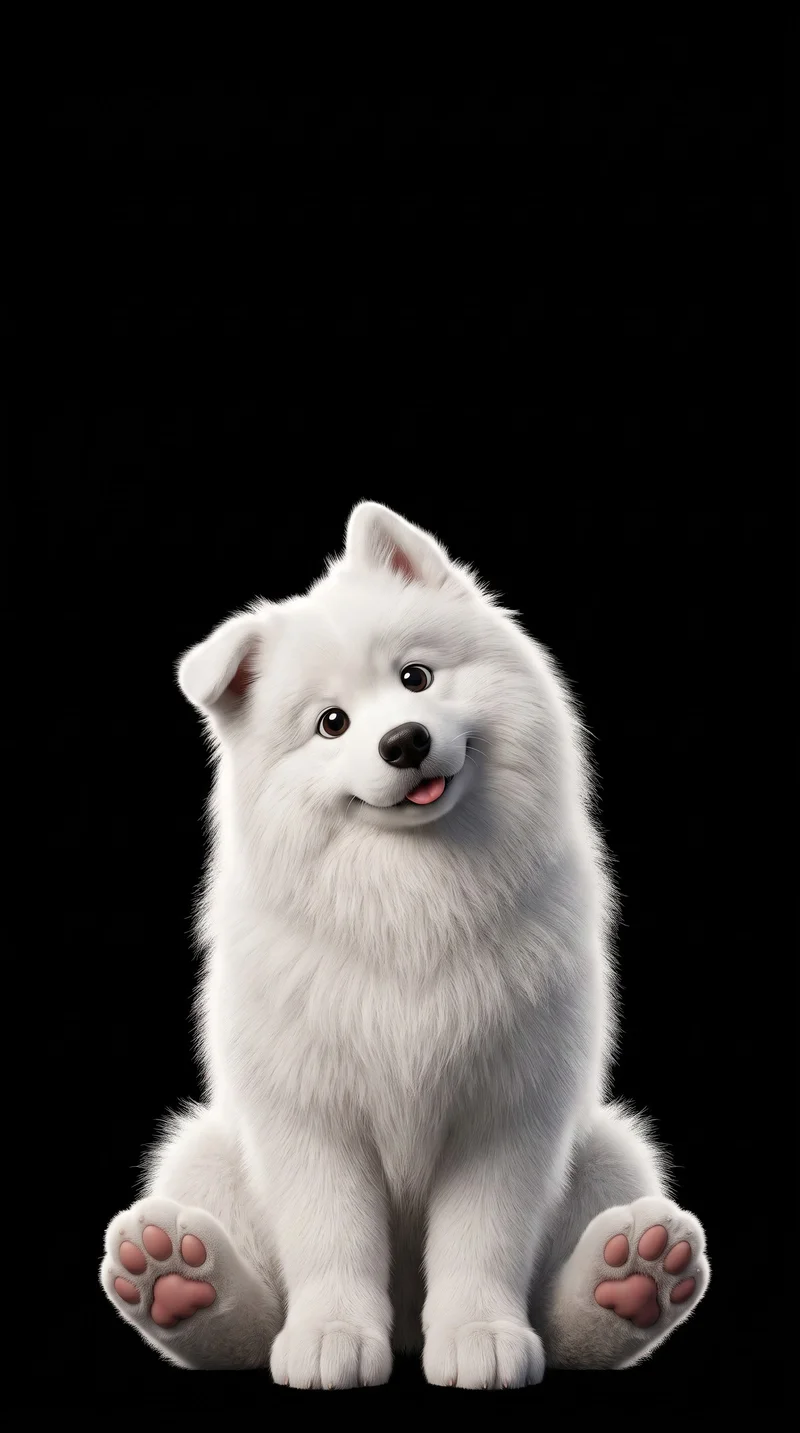 Fluffy White Samoyed Puppy Minimalist Portrait Wallpaper | Picmaze