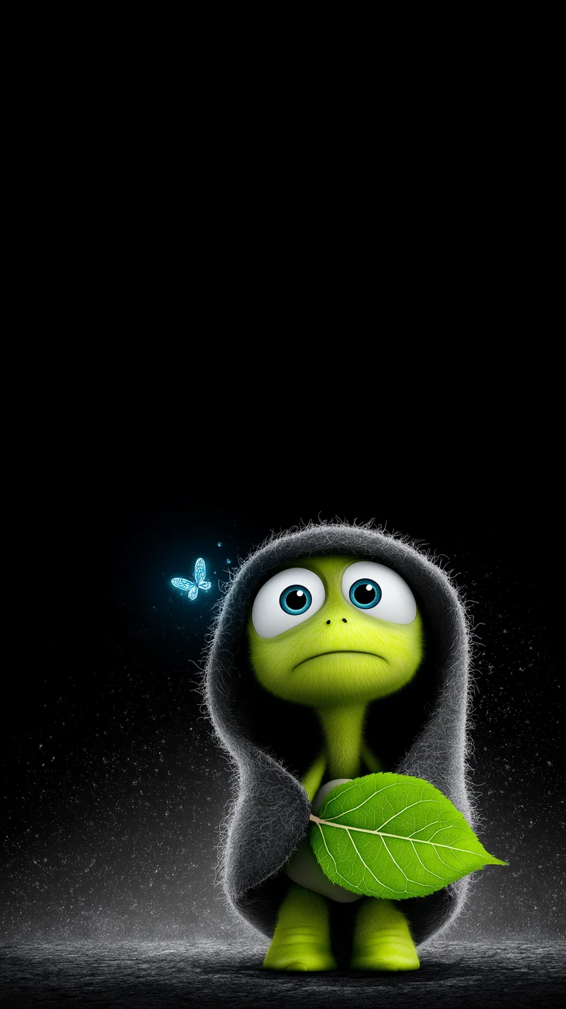 Cute Hooded Turtle Dark Aesthetic AMOLED Wallpaper - Turtle mobile Wallpaper | Picmaze