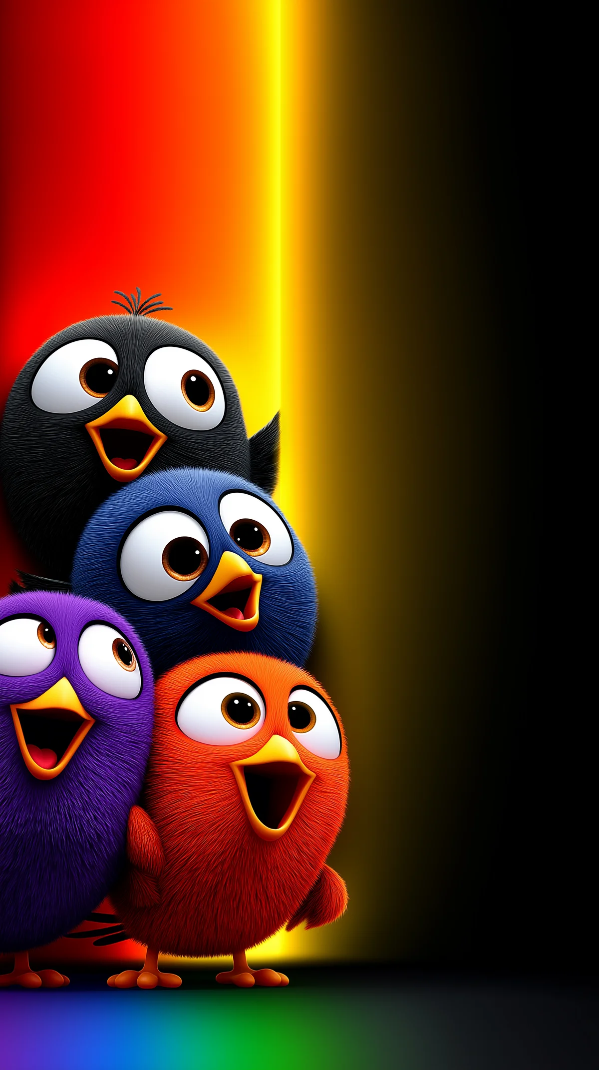 Playful Colorful Birds Peek Wallpaper with Dark Glow wallpaper - Bird Wallpapers | Picmaze