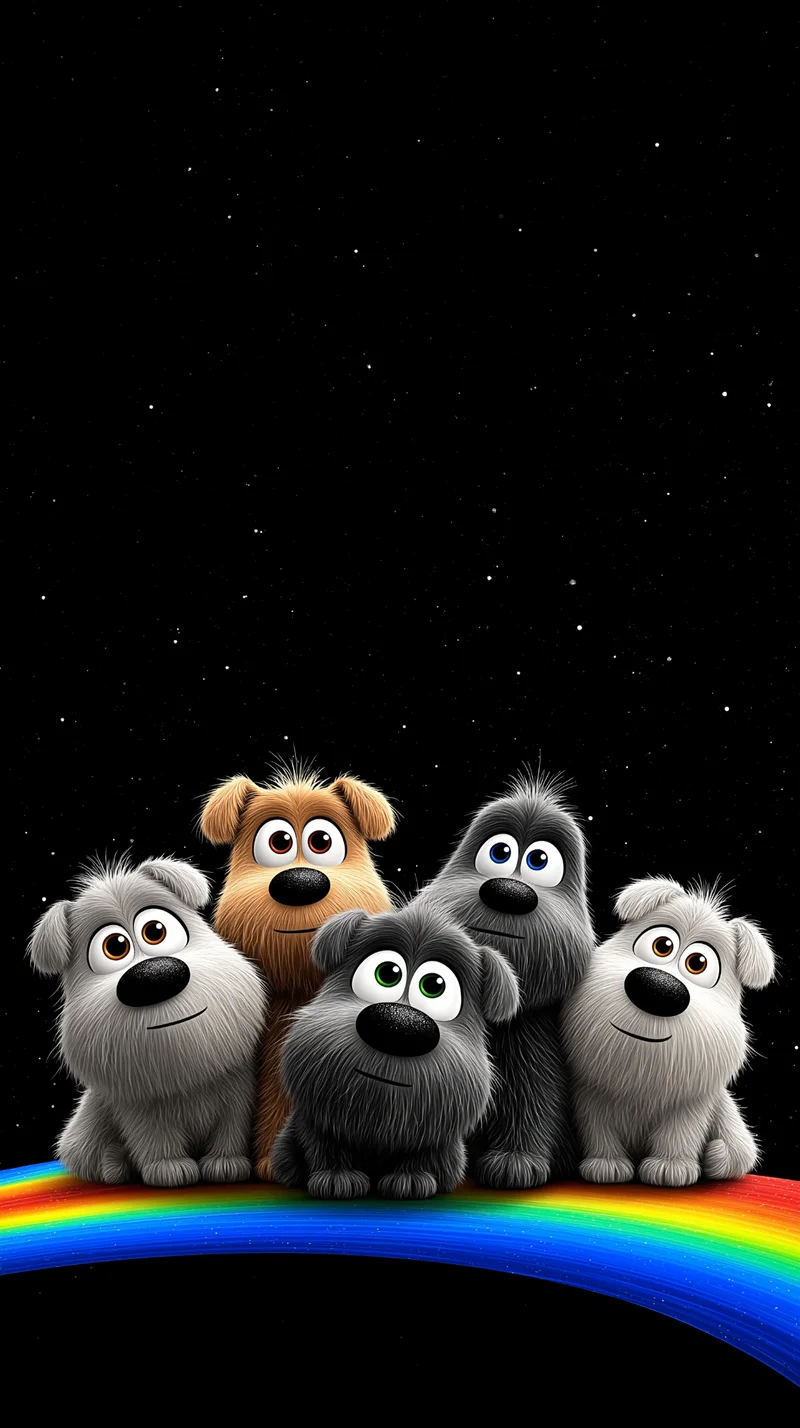 Rainbow Glow Puppy Wallpaper with Starry Night Background Wallpaper | Picmaze