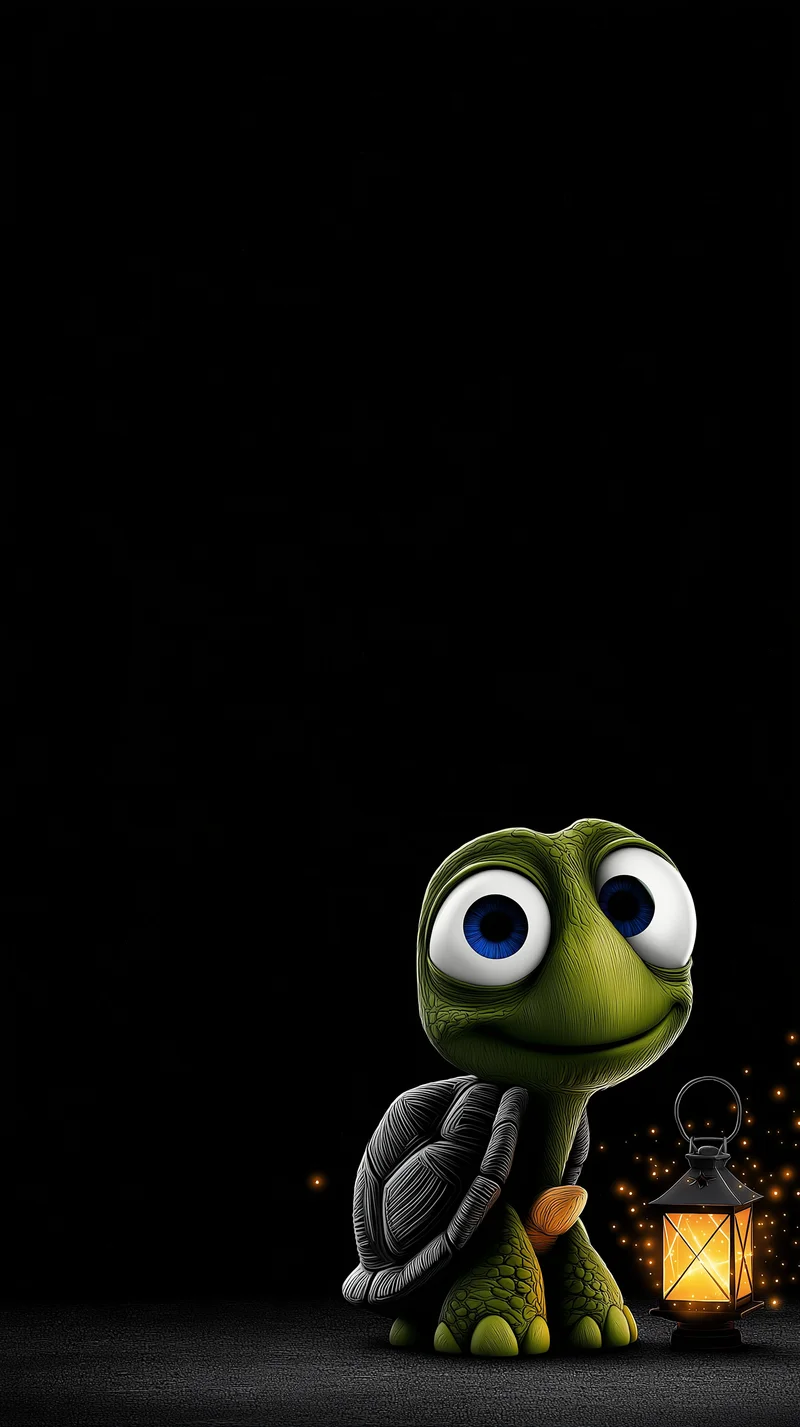 Cute Lantern Turtle Wallpaper with Dark Minimal Night Glow - Turtle mobile Wallpaper | Picmaze